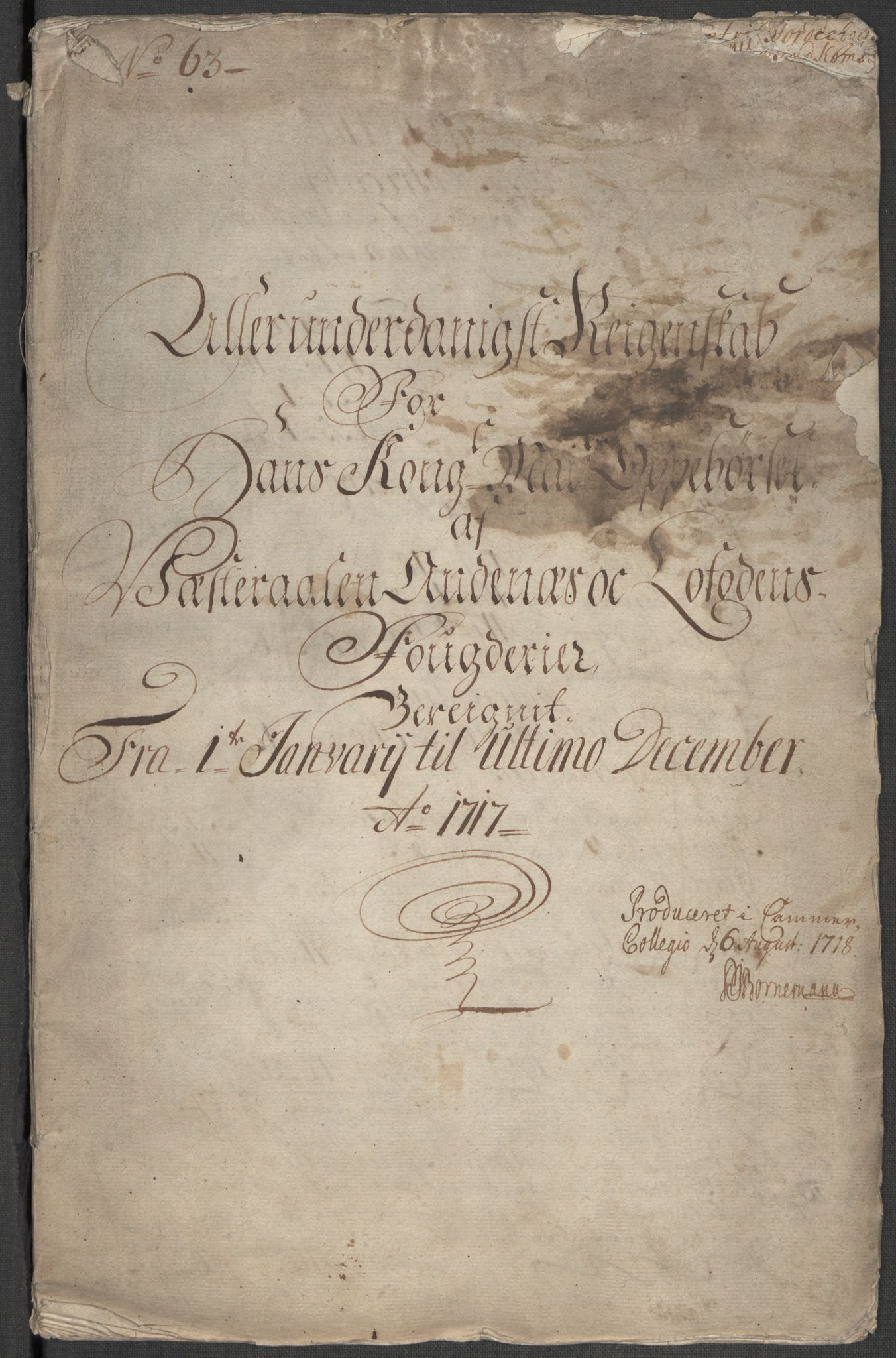 Rentekammeret inntil 1814, Reviderte regnskaper, Fogderegnskap, RA/EA-4092/R67/L4683: Fogderegnskap Vesterålen, Andenes og Lofoten, 1717, p. 6