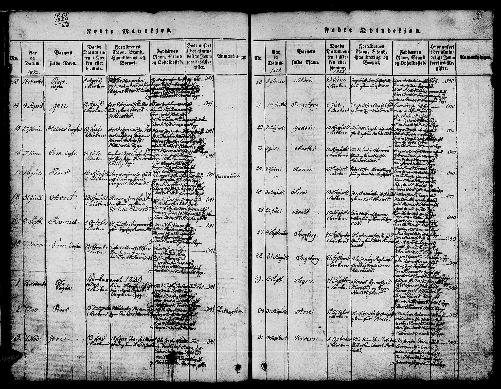 Ministerialprotokoller, klokkerbøker og fødselsregistre - Sør-Trøndelag, SAT/A-1456/674/L0874: Parish register (copy) no. 674C01, 1816-1860, p. 35