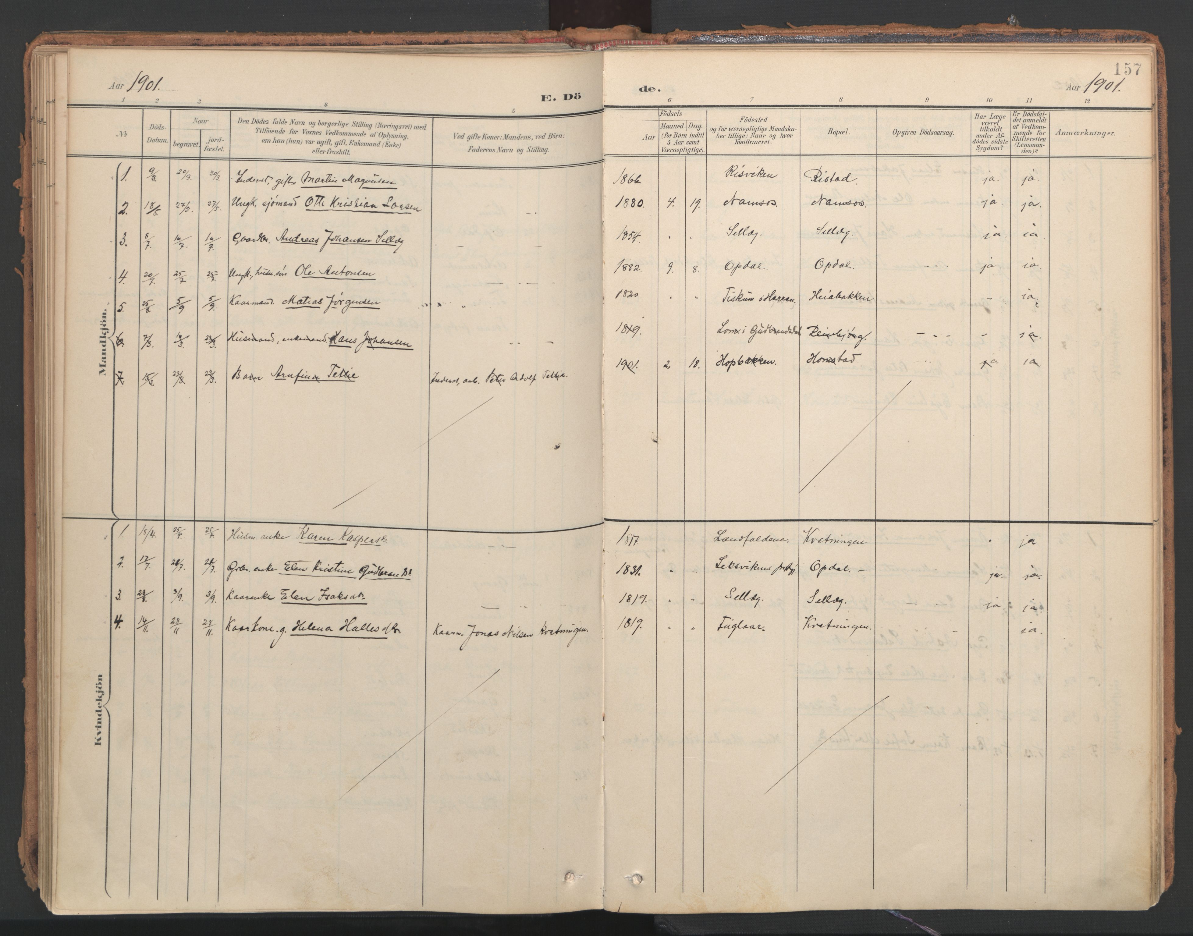 Ministerialprotokoller, klokkerbøker og fødselsregistre - Nord-Trøndelag, AV/SAT-A-1458/766/L0564: Parish register (official) no. 767A02, 1900-1932, p. 157