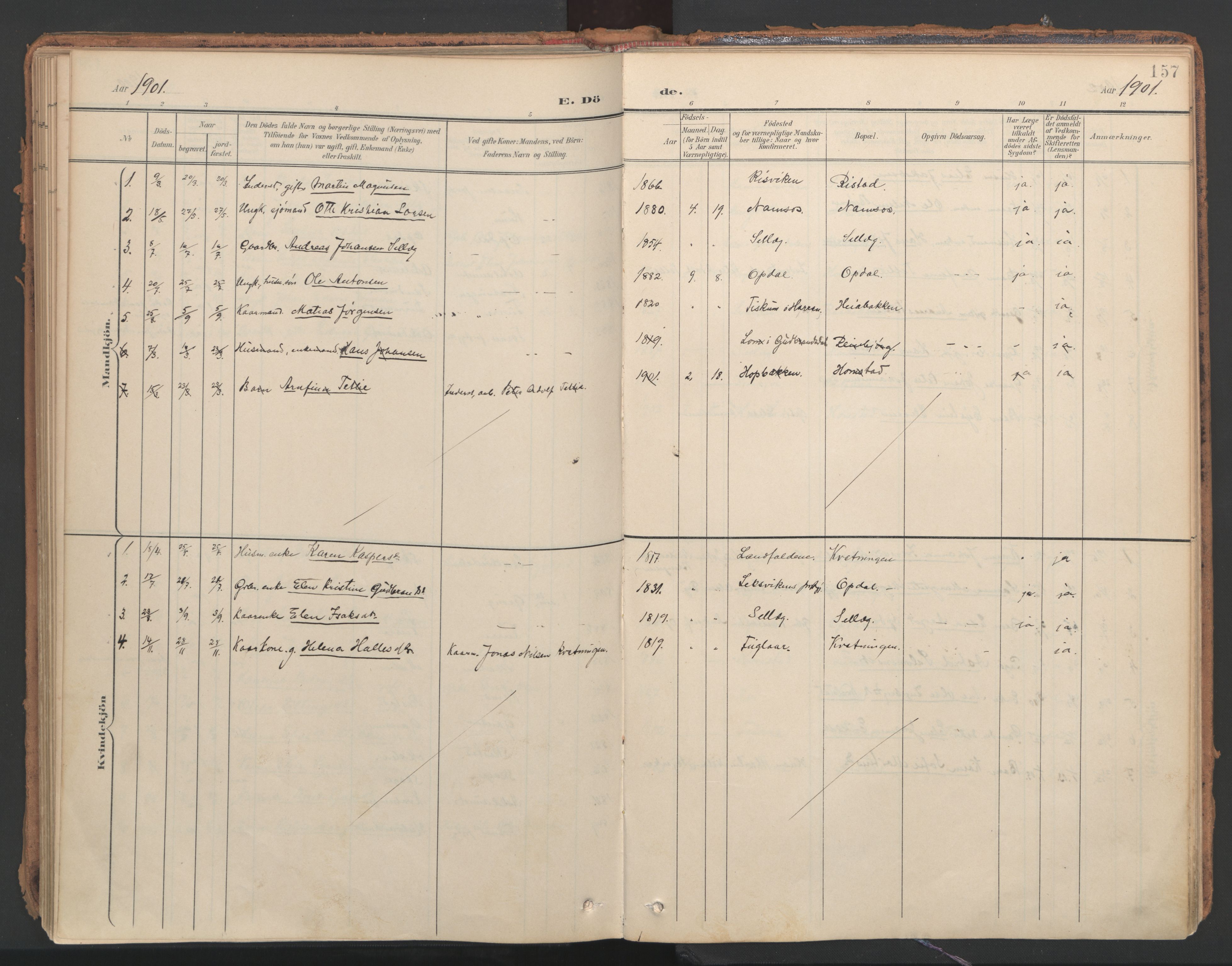 Ministerialprotokoller, klokkerbøker og fødselsregistre - Nord-Trøndelag, SAT/A-1458/766/L0564: Parish register (official) no. 767A02, 1900-1932, p. 157