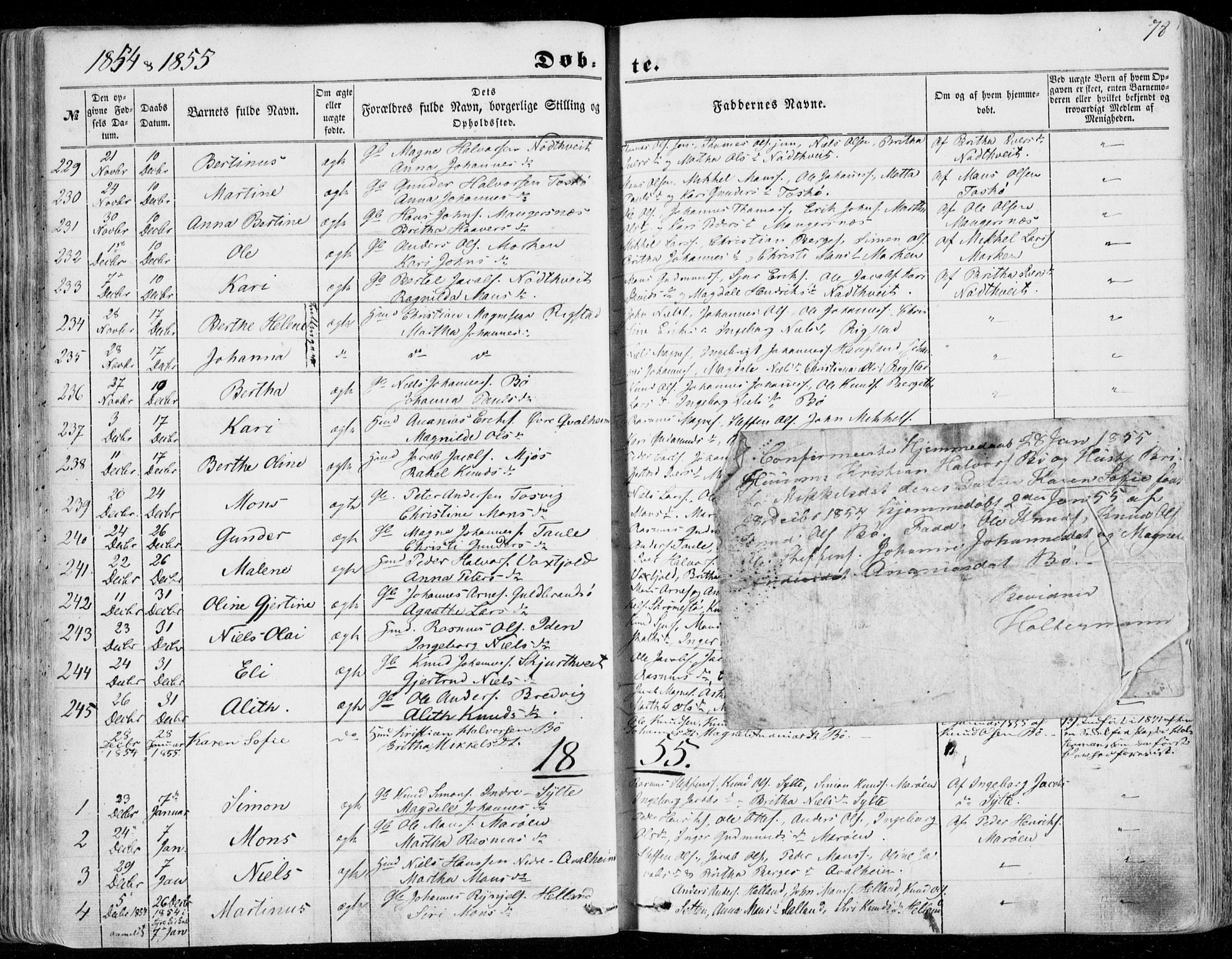 Manger sokneprestembete, SAB/A-76801/H/Haa: Parish register (official) no. A 6, 1849-1859, p. 78