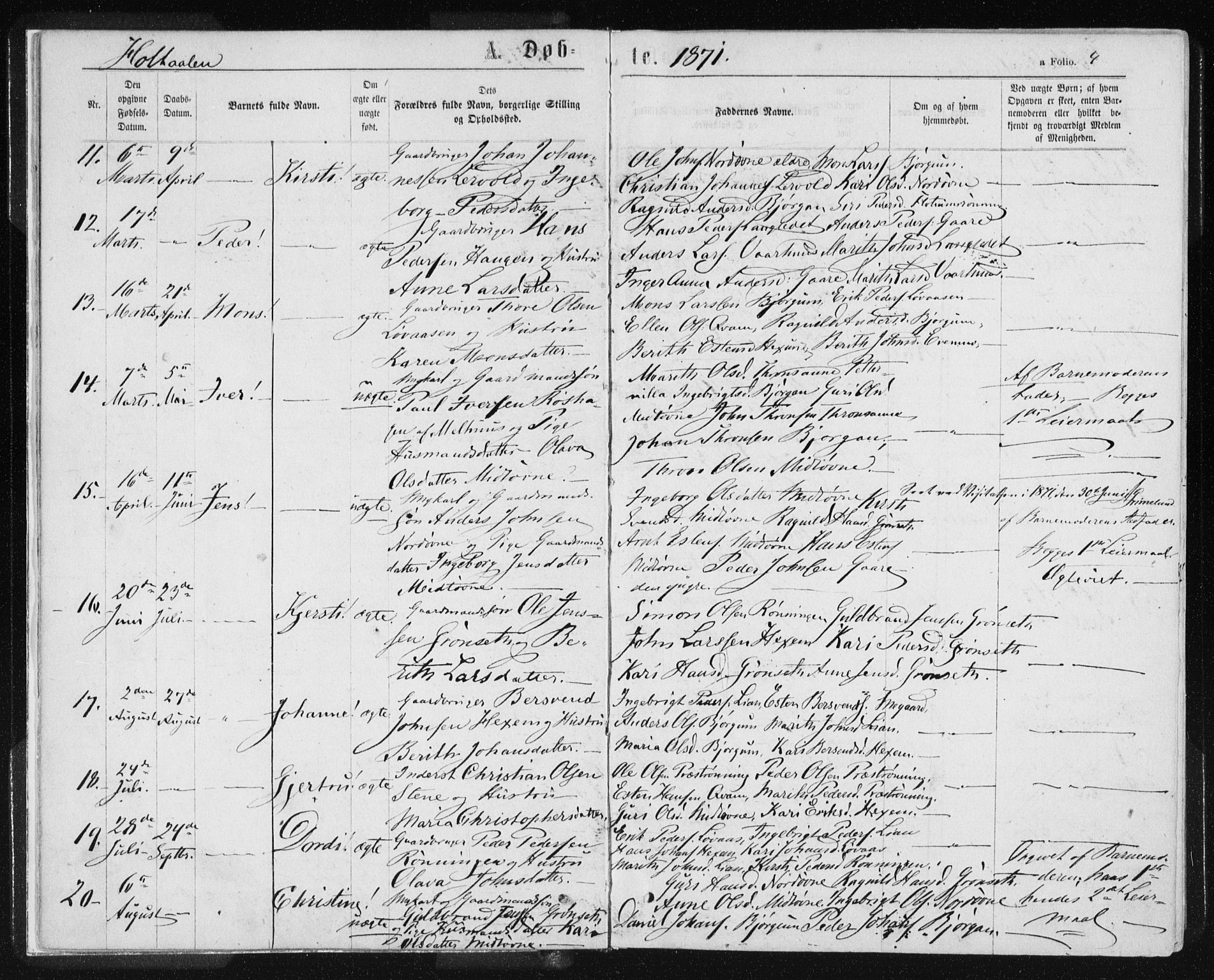 Ministerialprotokoller, klokkerbøker og fødselsregistre - Sør-Trøndelag, SAT/A-1456/685/L0969: Parish register (official) no. 685A08 /1, 1870-1878, p. 4
