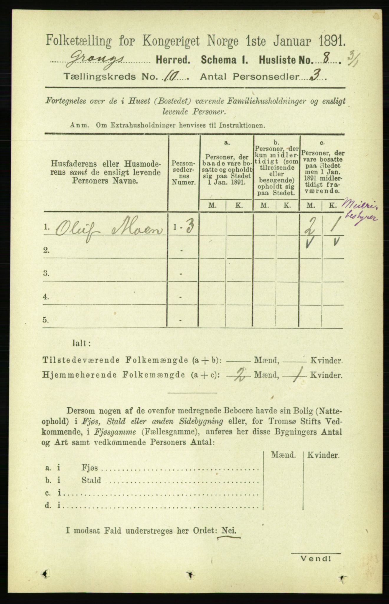 RA, 1891 census for 1742 Grong, 1891, p. 3579