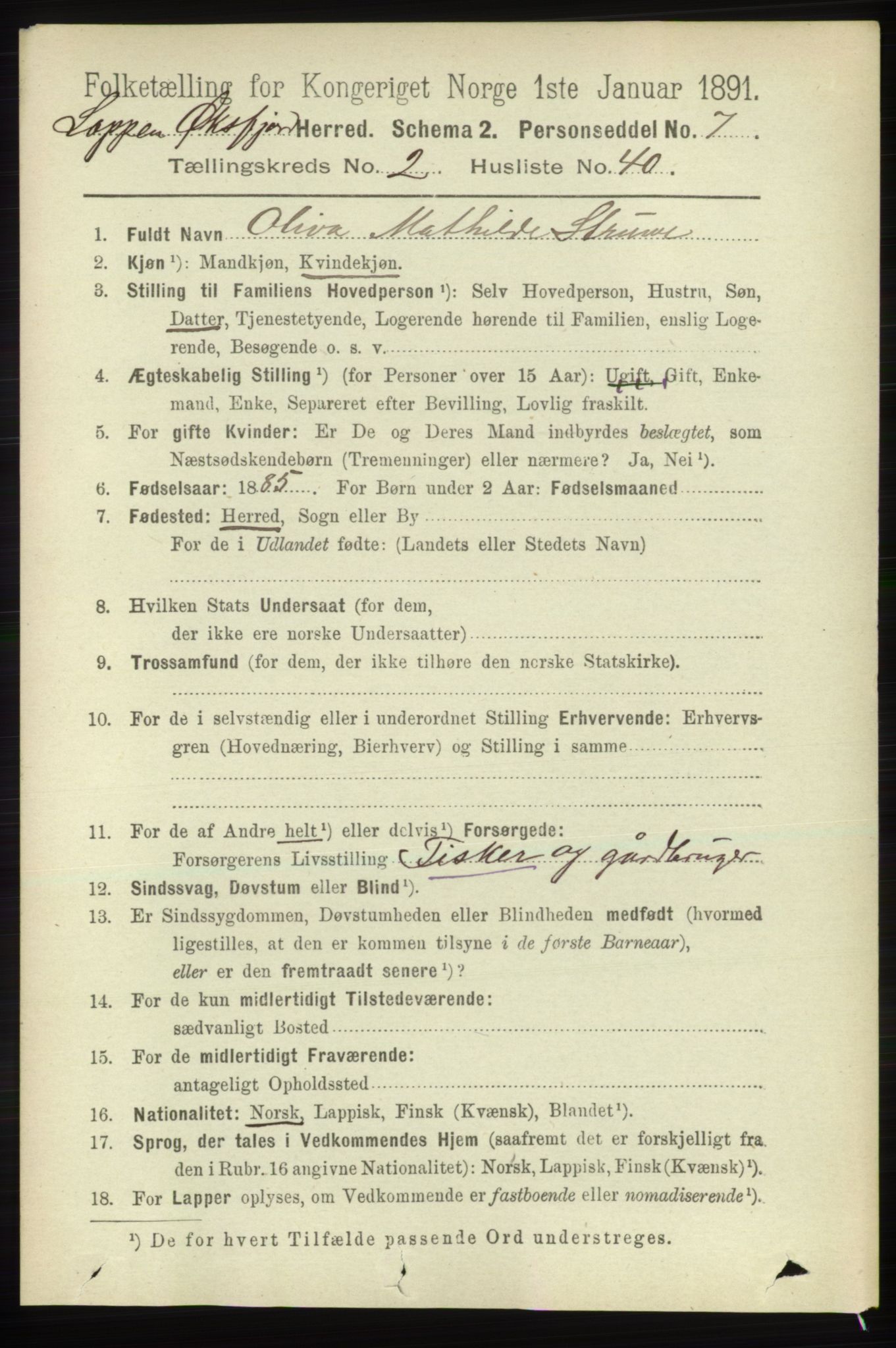 RA, 1891 census for 2014 Loppa, 1891, p. 644