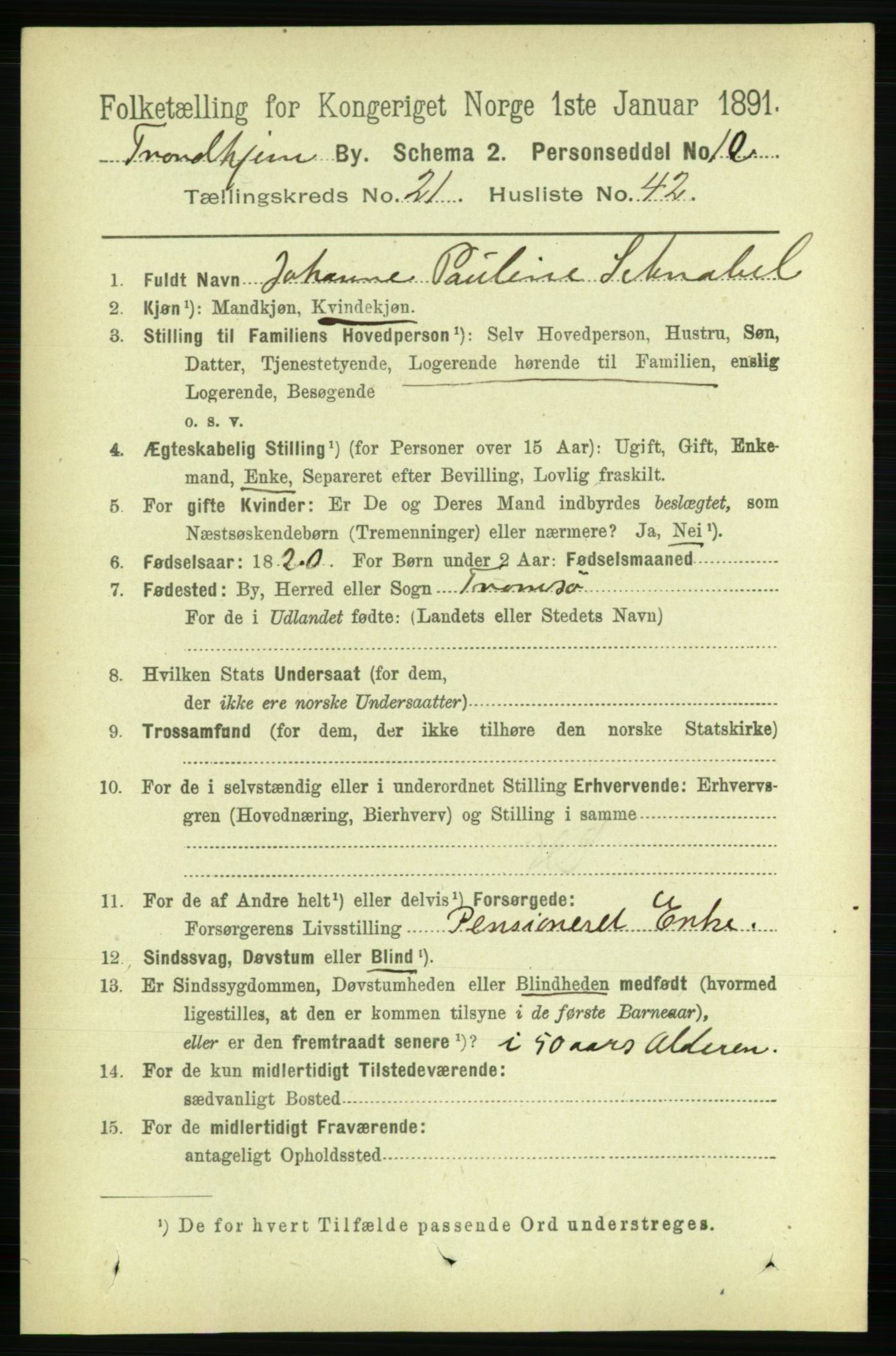 RA, 1891 census for 1601 Trondheim, 1891, p. 16523