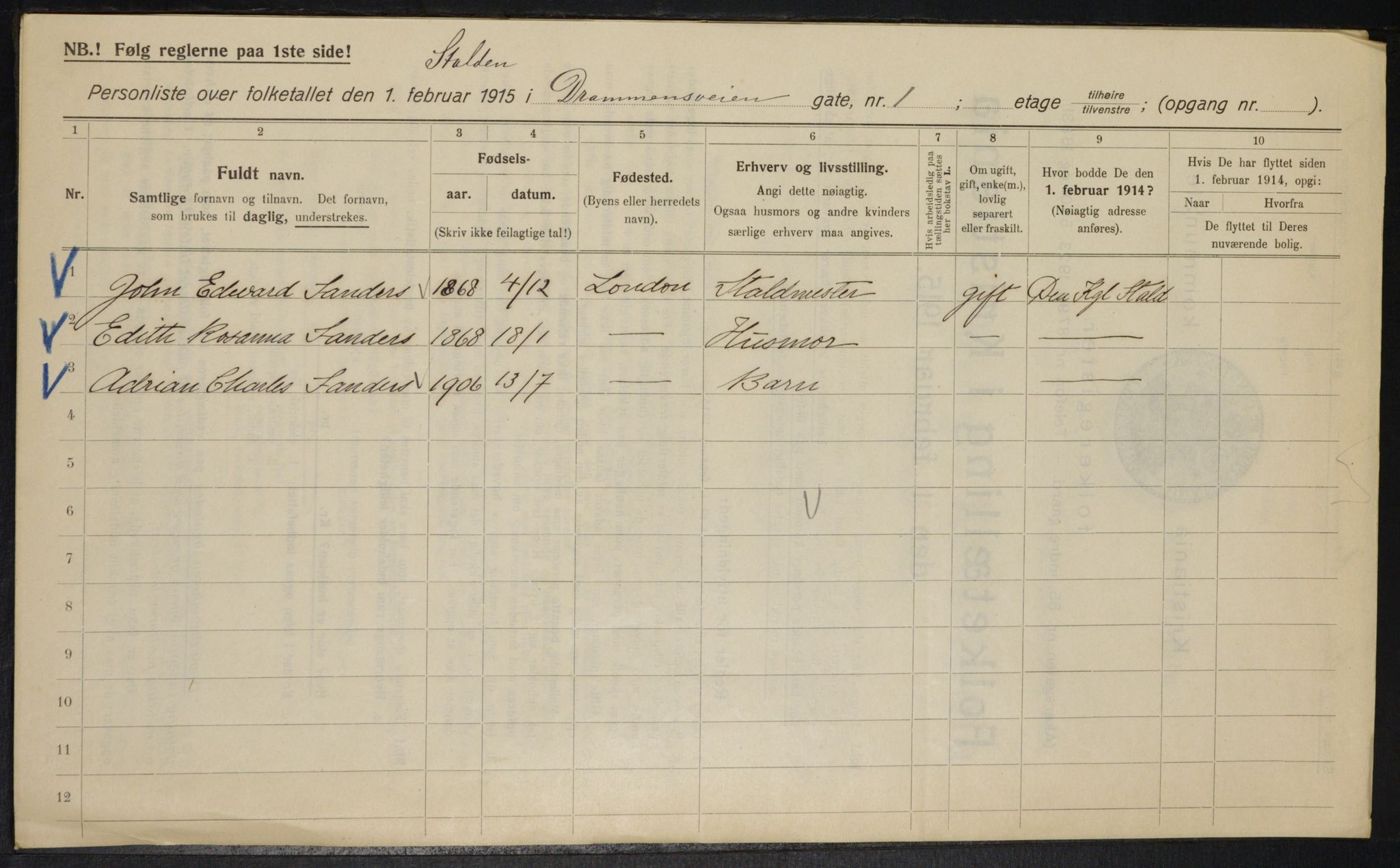 OBA, Municipal Census 1915 for Kristiania, 1915, p. 16242