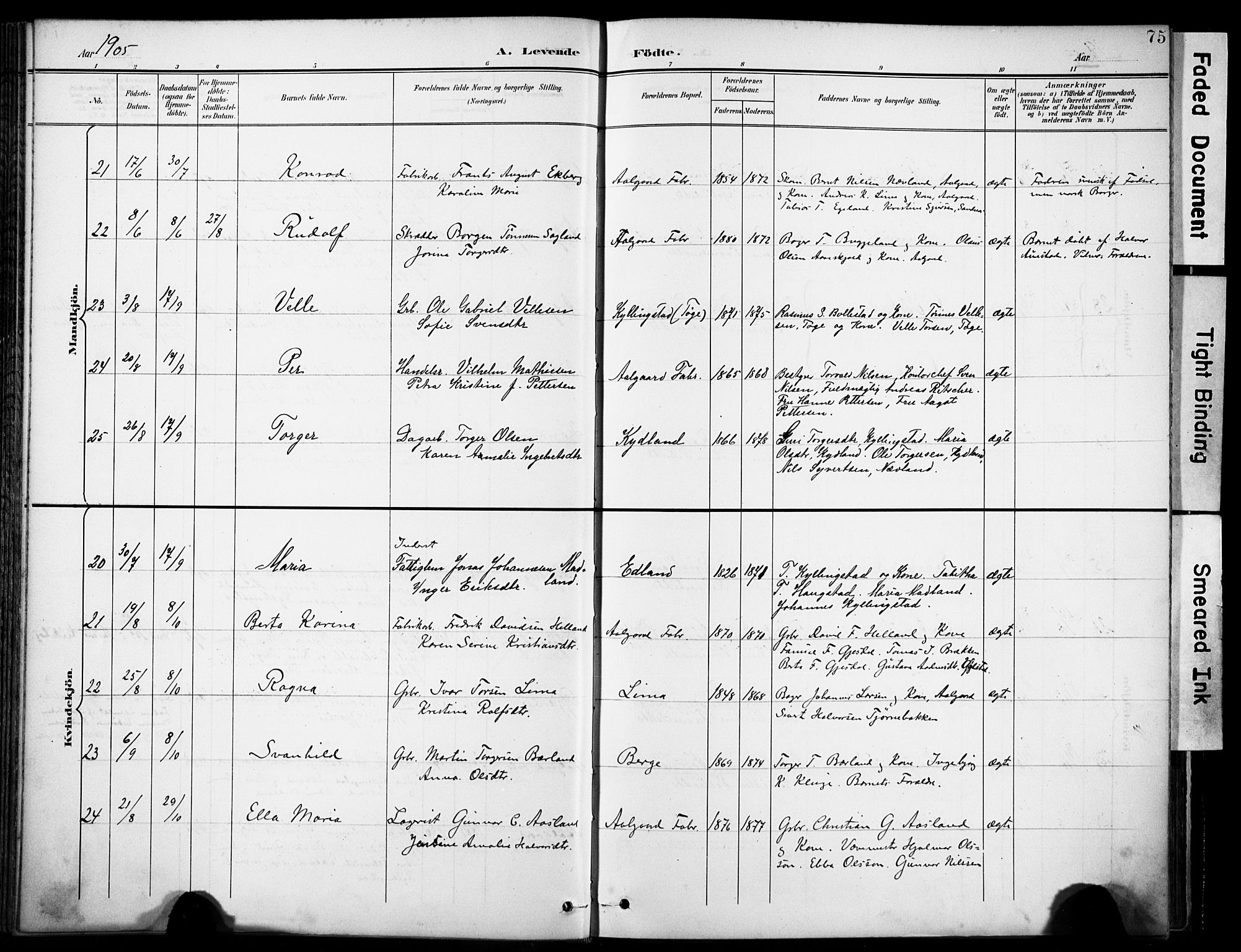 Lye sokneprestkontor, AV/SAST-A-101794/001/30BA/L0012: Parish register (official) no. A 11, 1896-1909, p. 75