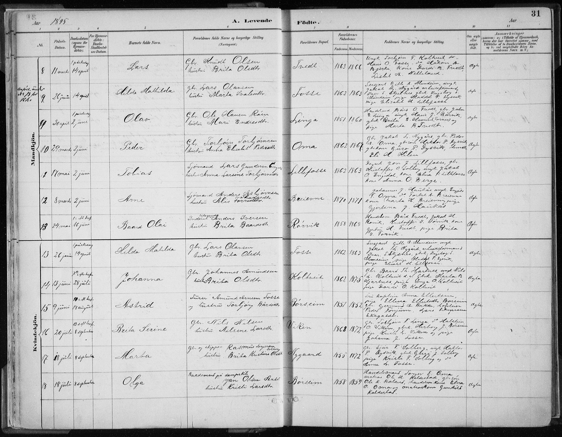 Strandebarm sokneprestembete, AV/SAB-A-78401/H/Haa: Parish register (official) no. B  1, 1886-1908, p. 31