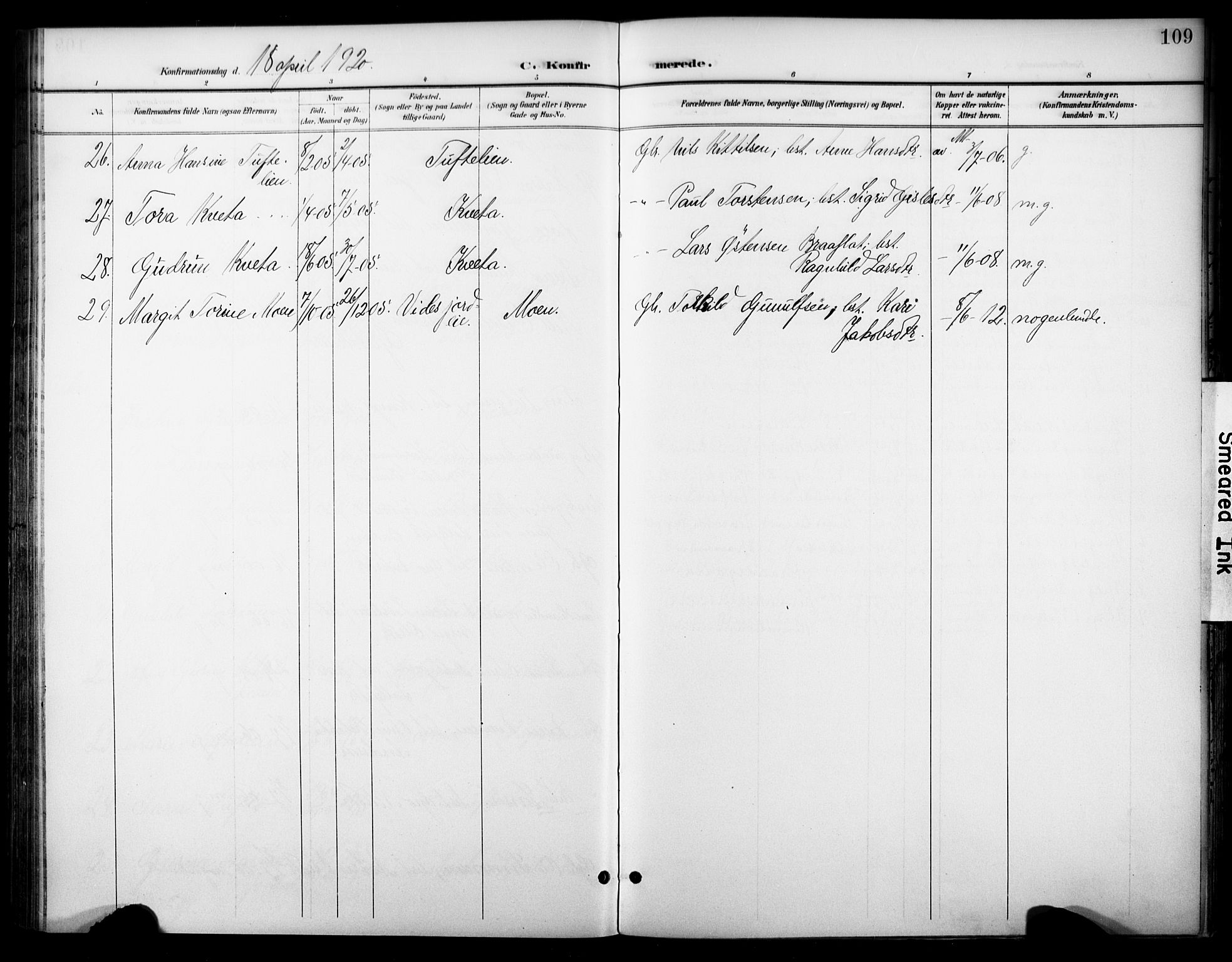 Nore kirkebøker, AV/SAKO-A-238/F/Fc/L0005: Parish register (official) no. III 5, 1898-1922, p. 109