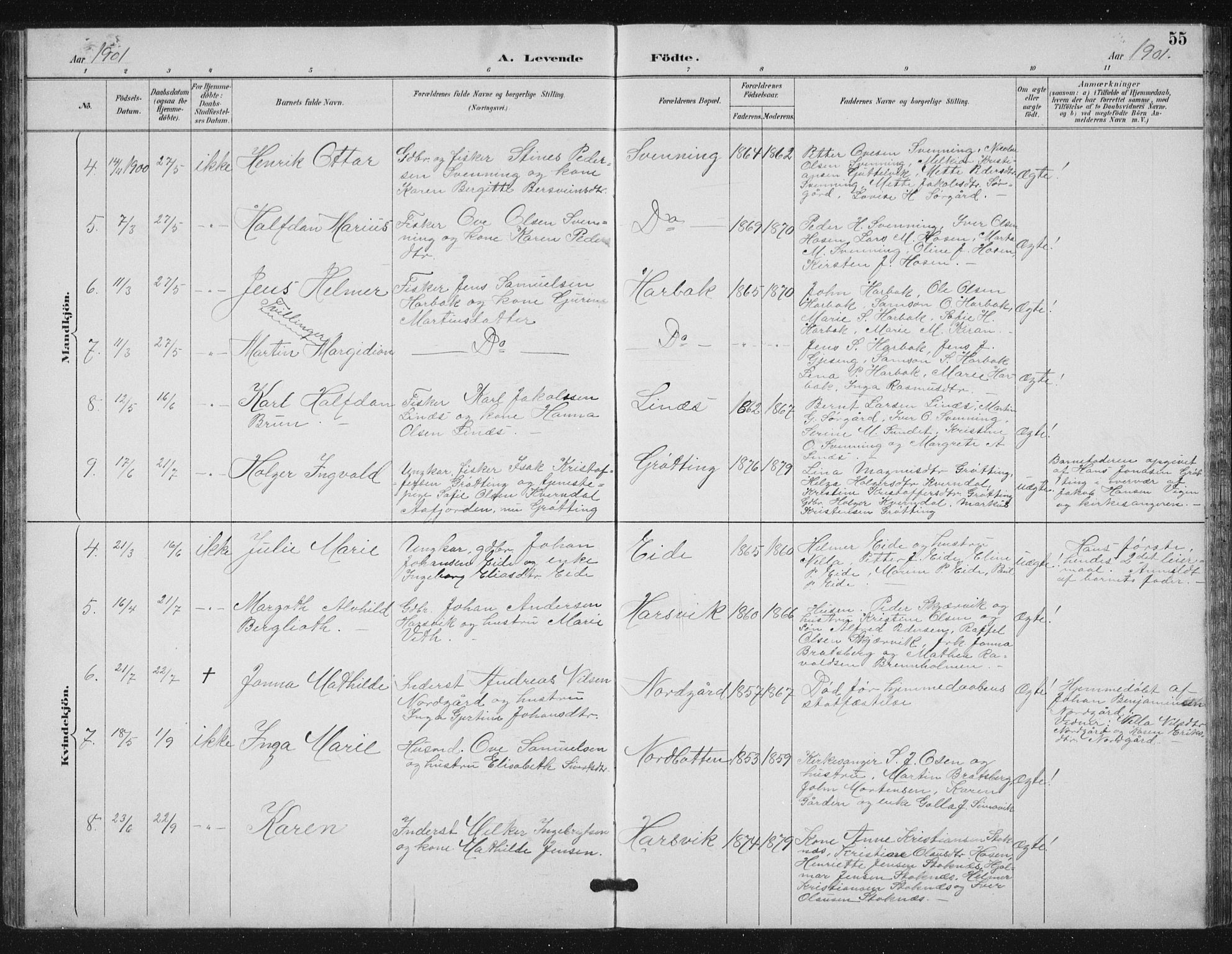 Ministerialprotokoller, klokkerbøker og fødselsregistre - Sør-Trøndelag, AV/SAT-A-1456/656/L0698: Parish register (copy) no. 656C04, 1890-1904, p. 55