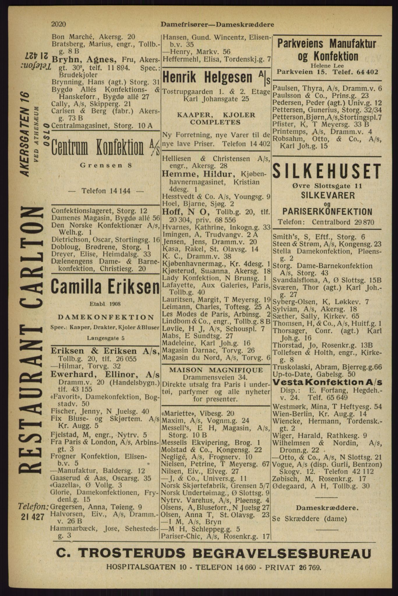 Kristiania/Oslo adressebok, PUBL/-, 1927, p. 2020