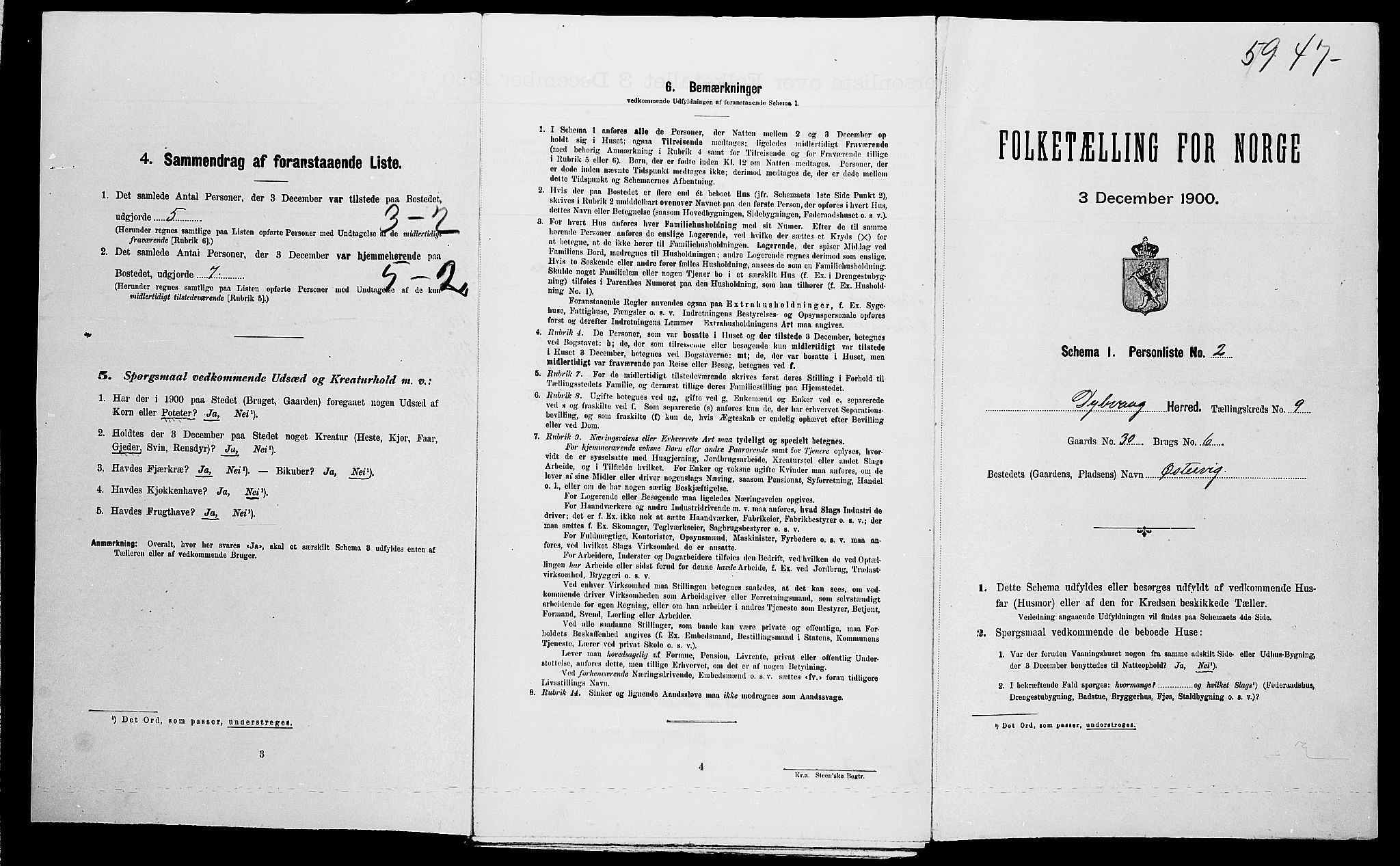 SAK, 1900 census for Dypvåg, 1900, p. 1023