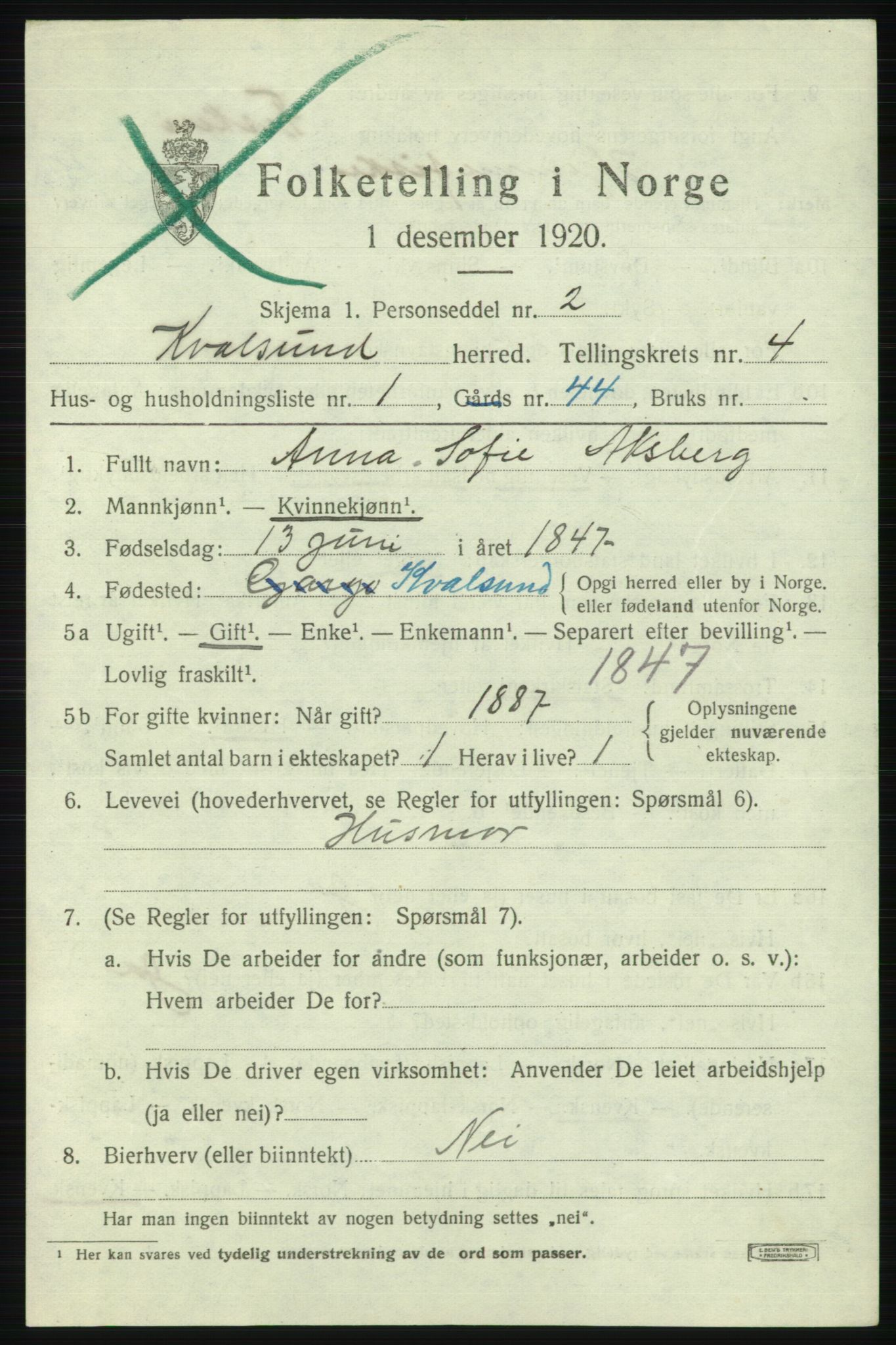 SATØ, 1920 census for , 1920, p. 1328