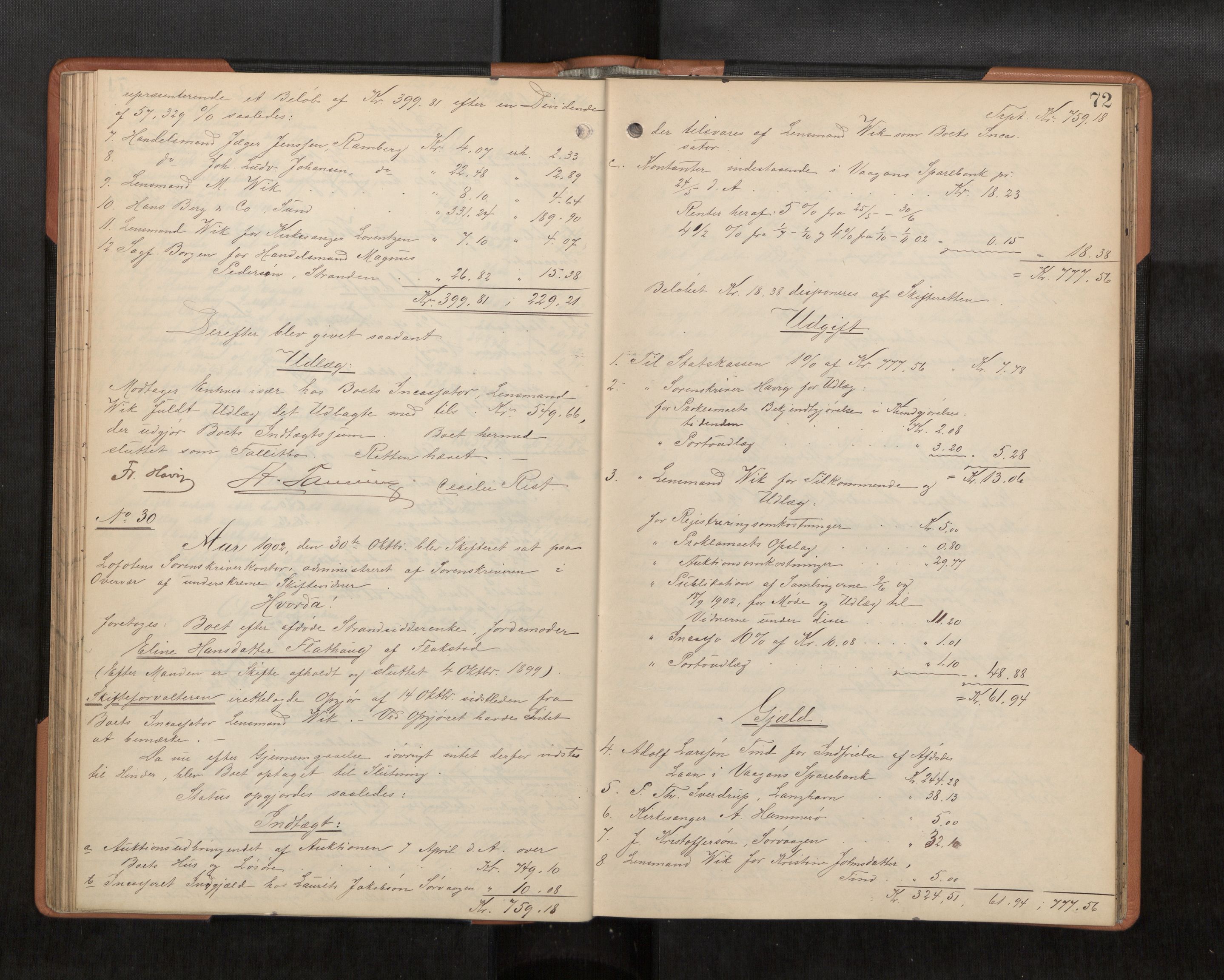 Lofoten sorenskriveri, AV/SAT-A-0017/1/3/3A/L0007: Skifteprotokoll, 1901-1905, p. 72