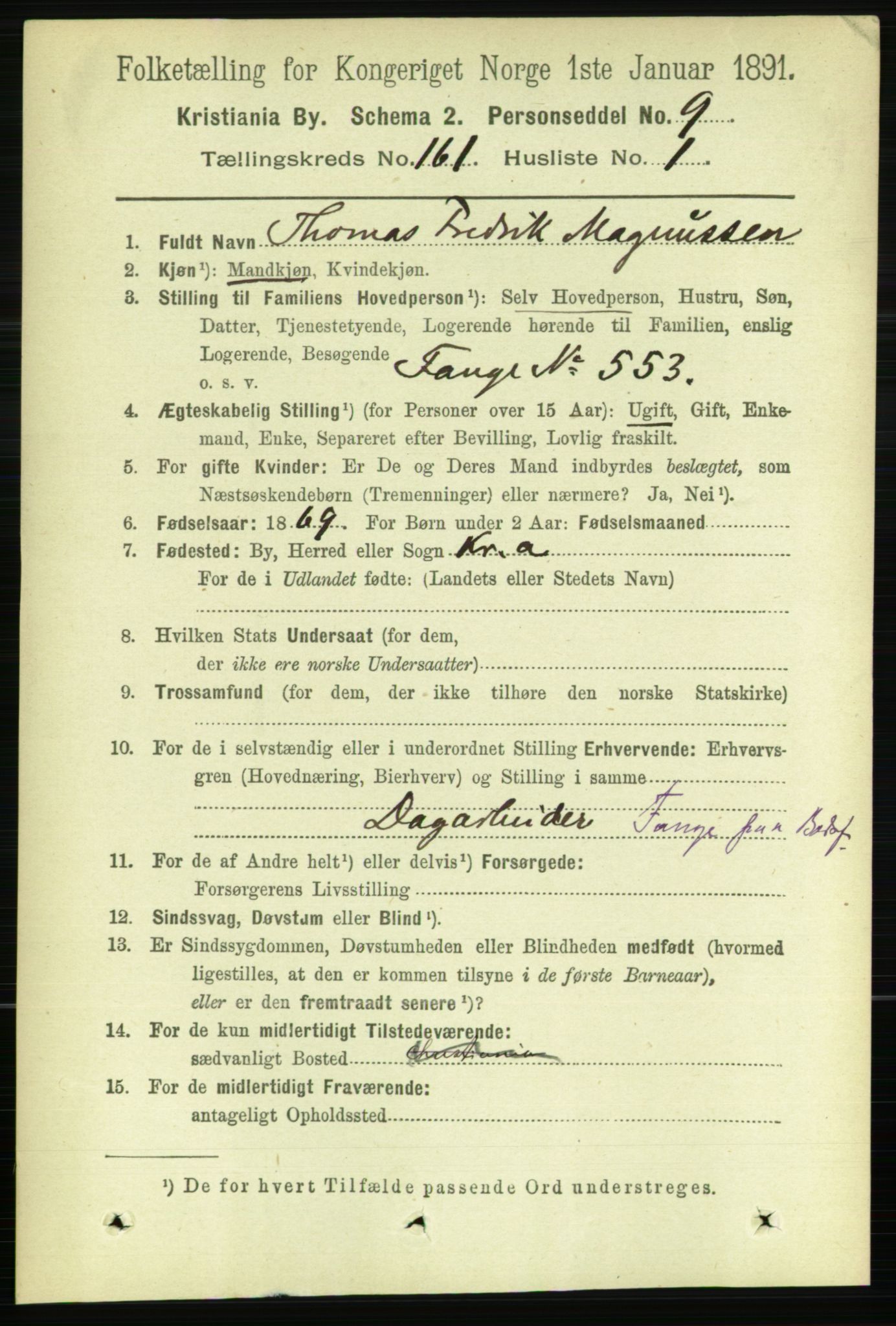 RA, 1891 census for 0301 Kristiania, 1891, p. 91427