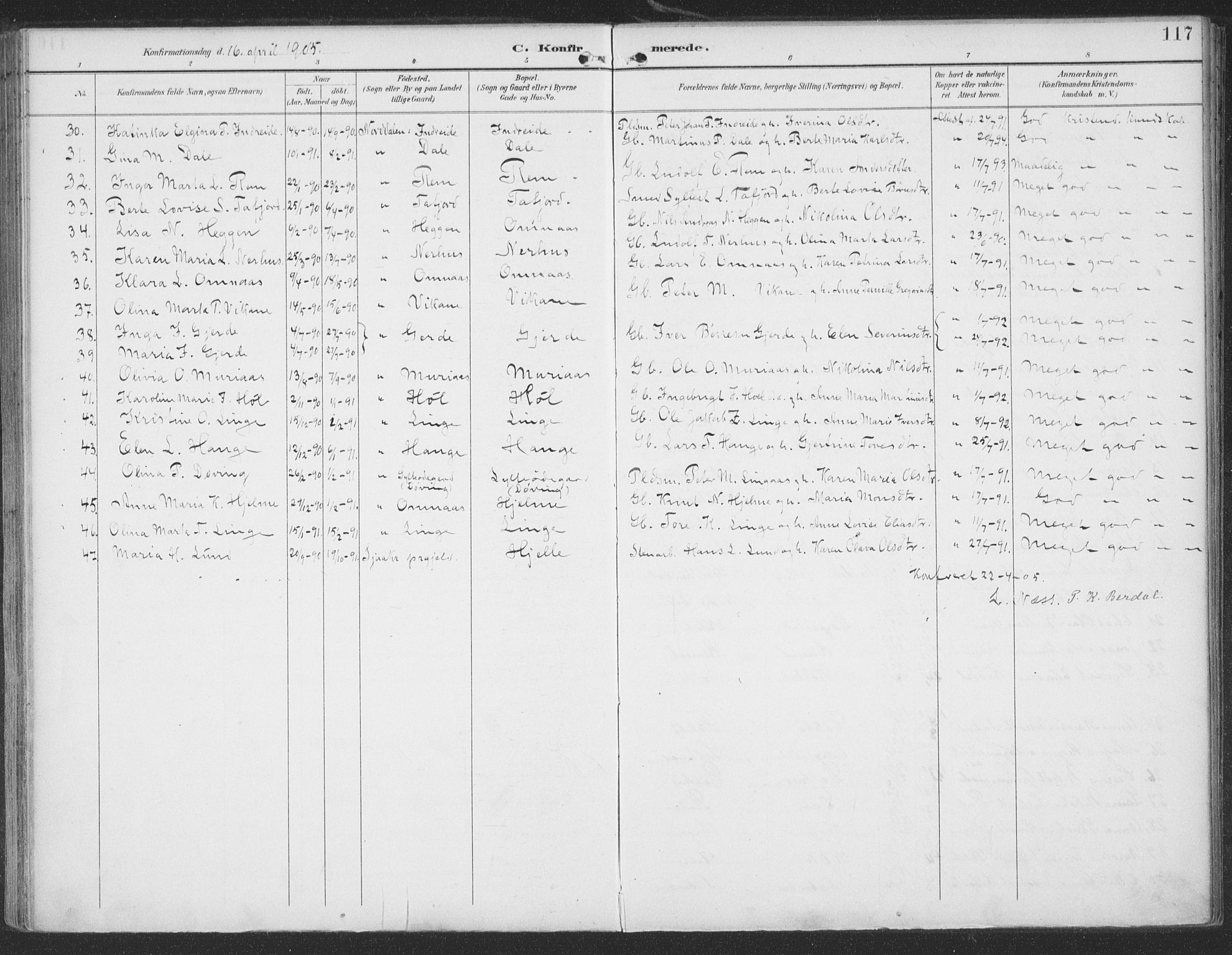 Ministerialprotokoller, klokkerbøker og fødselsregistre - Møre og Romsdal, SAT/A-1454/519/L0256: Parish register (official) no. 519A15, 1895-1912, p. 117