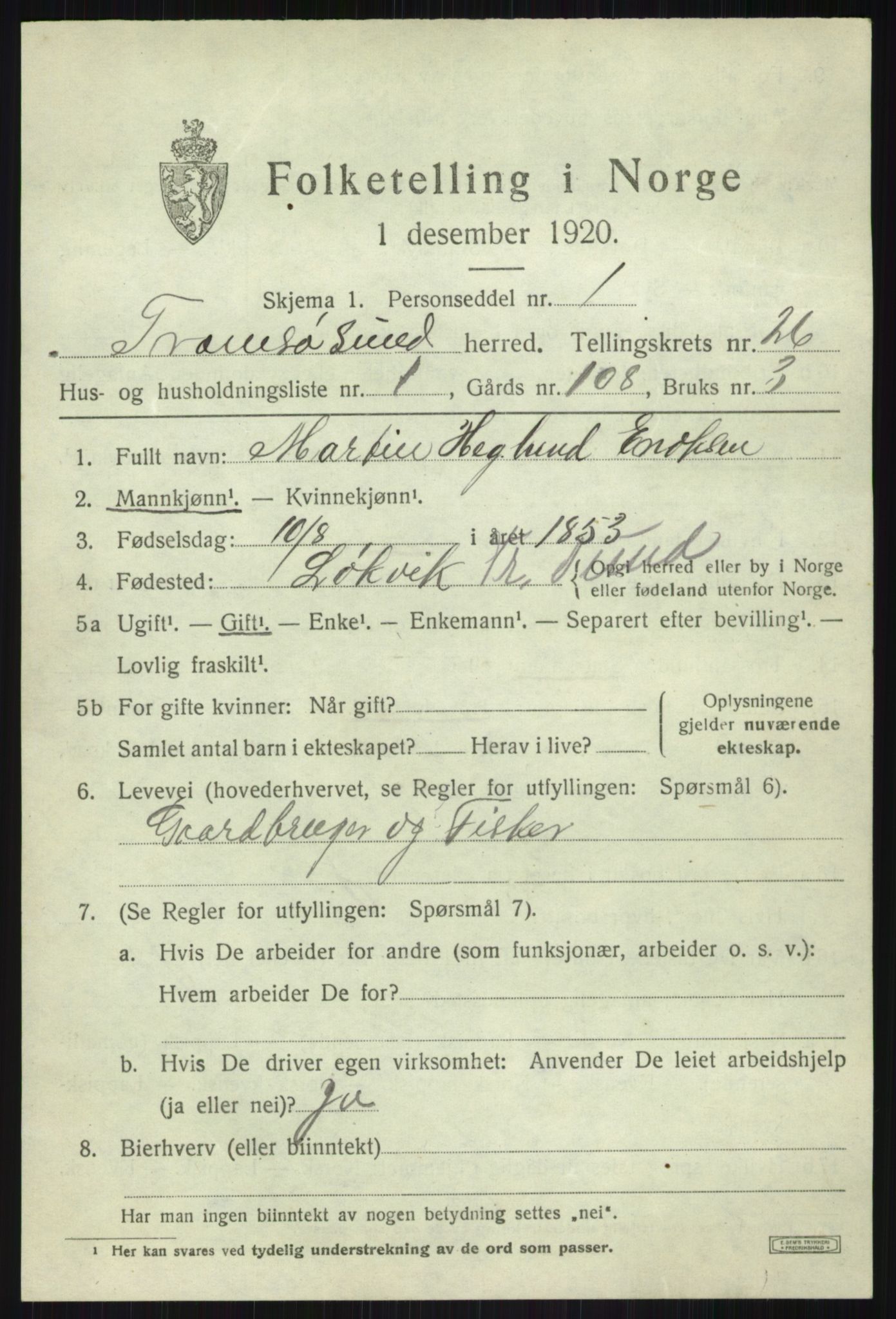 SATØ, 1920 census for Tromsøysund, 1920, p. 12182