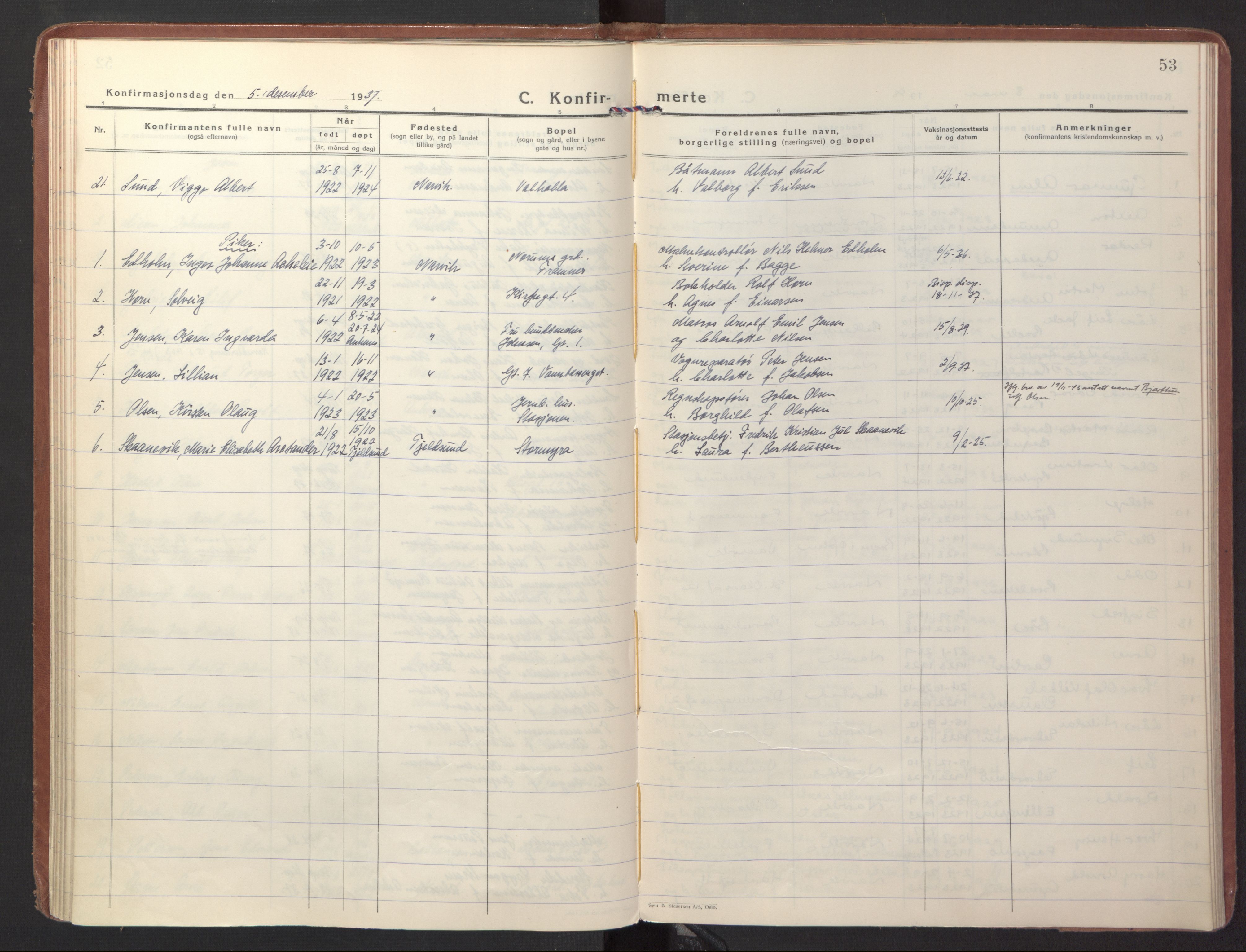 Ministerialprotokoller, klokkerbøker og fødselsregistre - Nordland, AV/SAT-A-1459/871/L1007: Parish register (official) no. 871A23, 1932-1942, p. 53