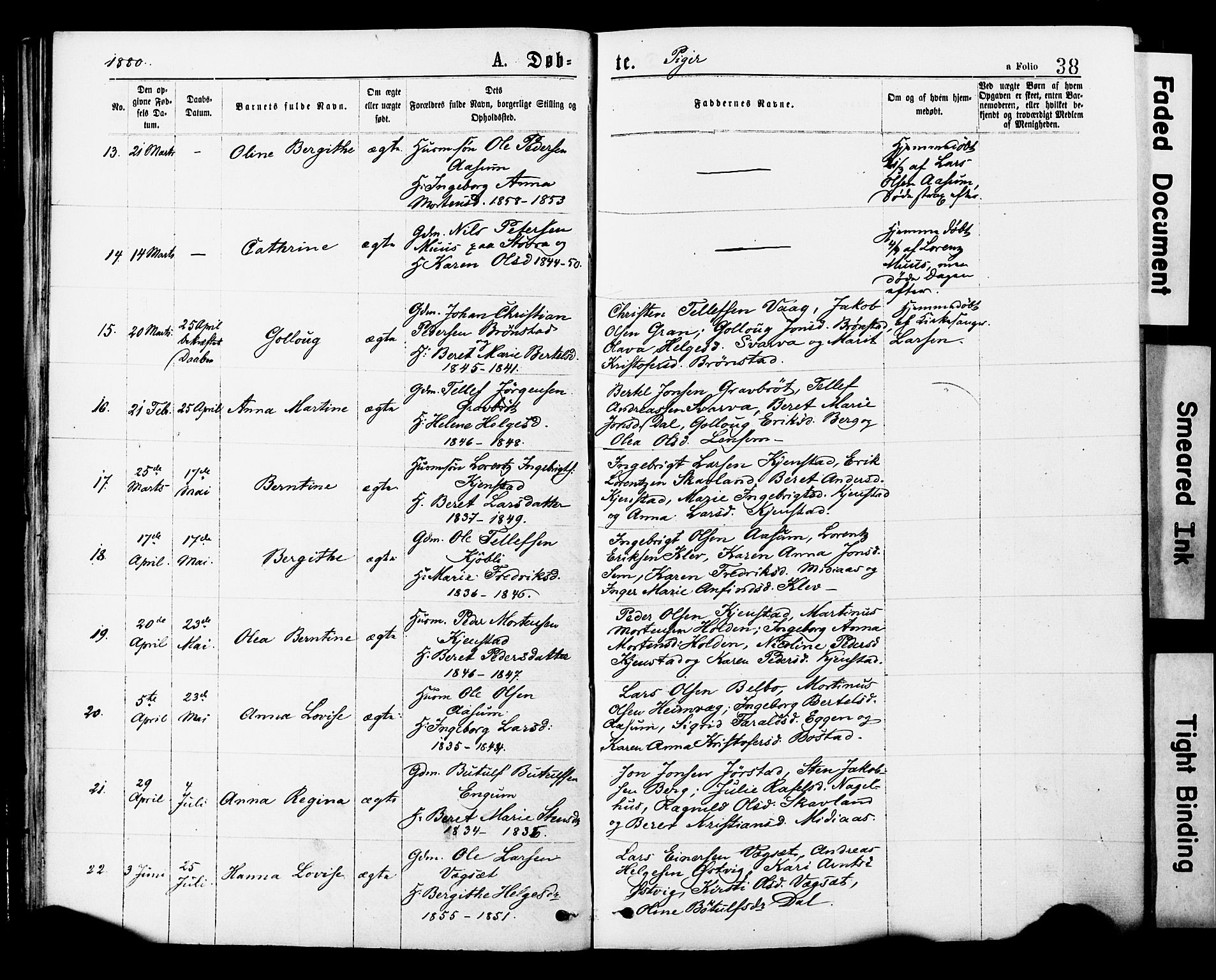 Ministerialprotokoller, klokkerbøker og fødselsregistre - Nord-Trøndelag, SAT/A-1458/749/L0473: Parish register (official) no. 749A07, 1873-1887, p. 38