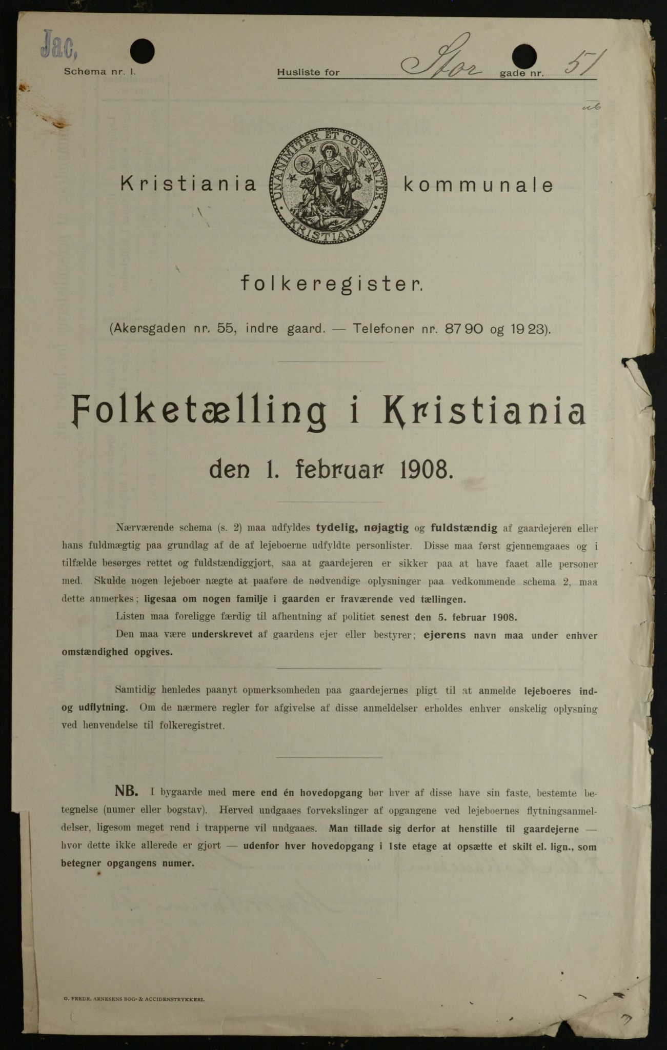 OBA, Municipal Census 1908 for Kristiania, 1908, p. 93021