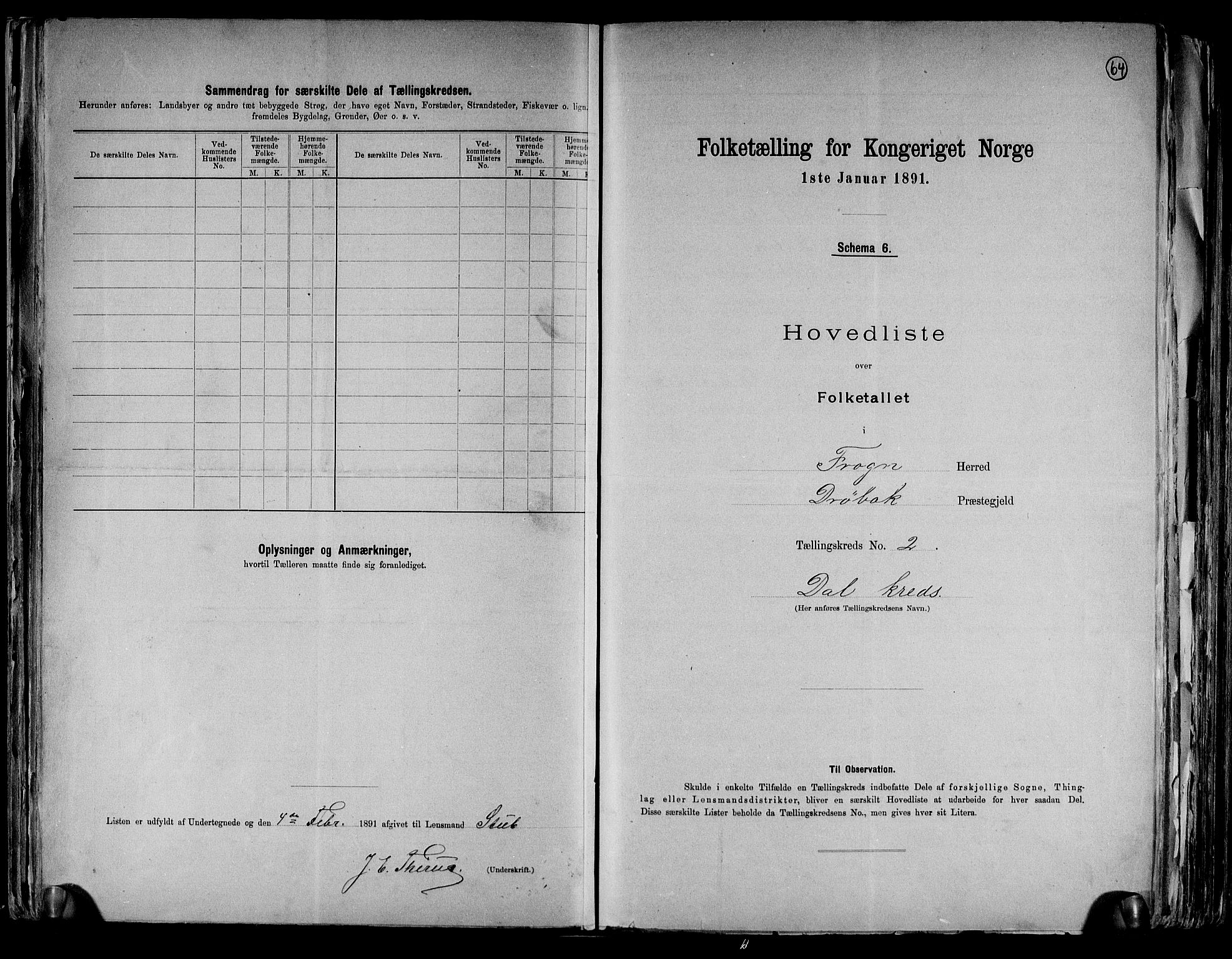 RA, 1891 census for 0215 Frogn, 1891, p. 8