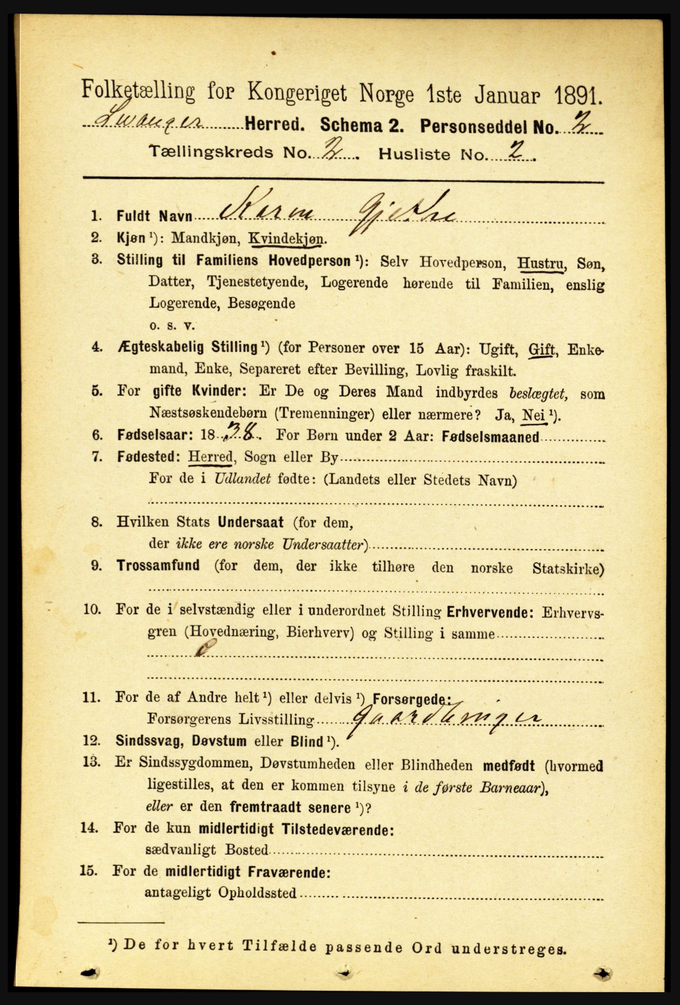 RA, 1891 census for 1720 Levanger, 1891, p. 871