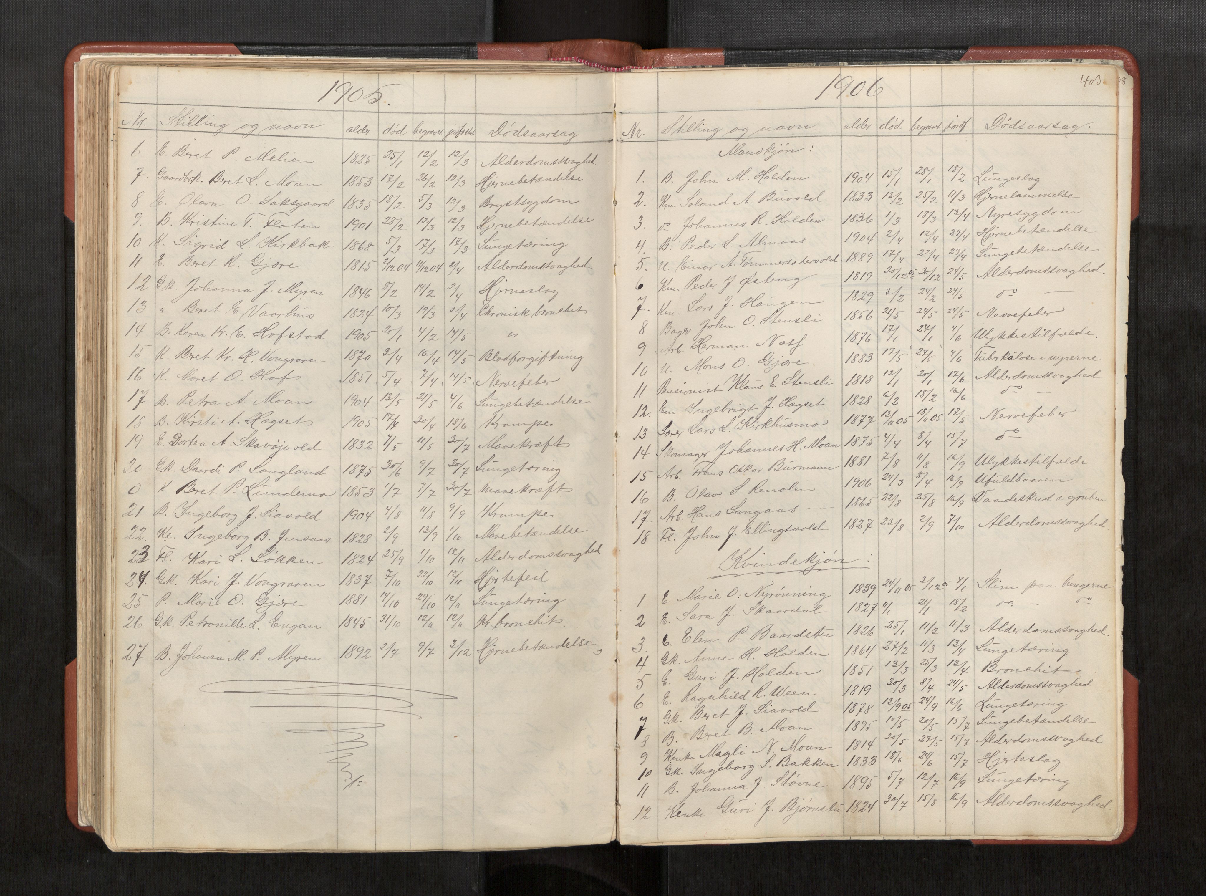 Ministerialprotokoller, klokkerbøker og fødselsregistre - Sør-Trøndelag, SAT/A-1456/686/L0985: Parish register (copy) no. 686C01, 1871-1933, p. 403