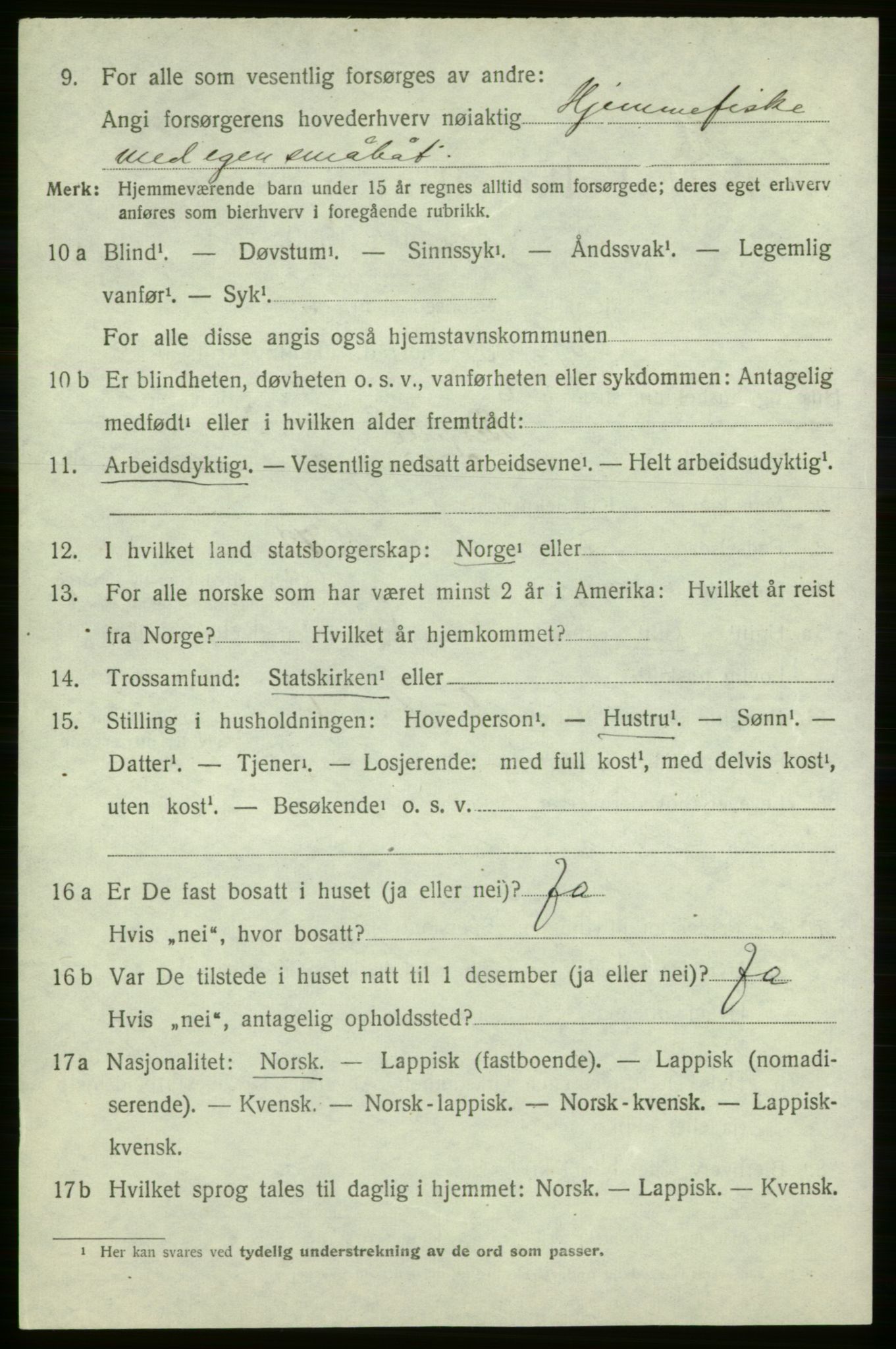 SATØ, 1920 census for Loppa, 1920, p. 873