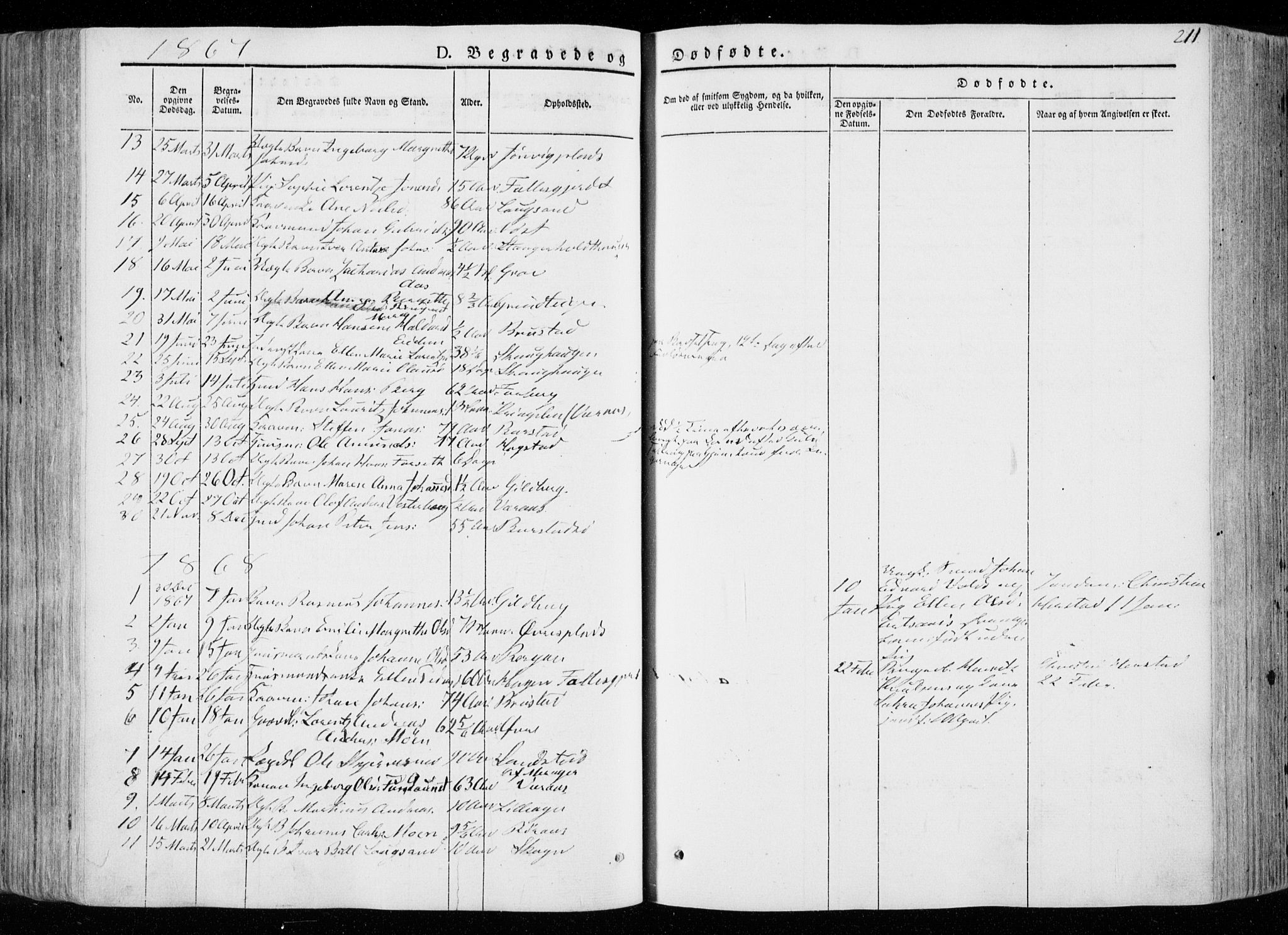 Ministerialprotokoller, klokkerbøker og fødselsregistre - Nord-Trøndelag, SAT/A-1458/722/L0218: Parish register (official) no. 722A05, 1843-1868, p. 211