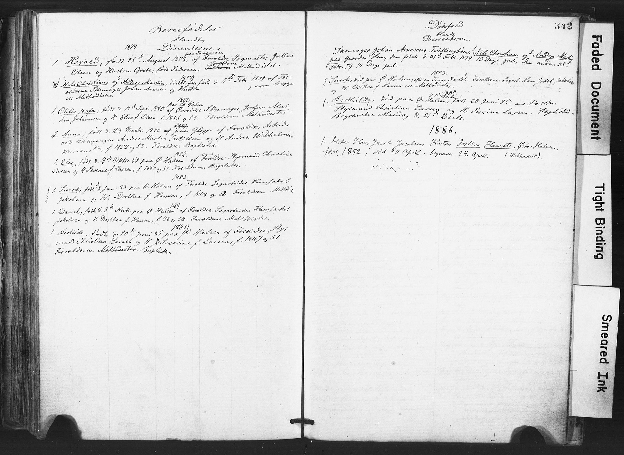 Tjølling kirkebøker, SAKO/A-60/F/Fa/L0008: Parish register (official) no. 8, 1877-1886, p. 342