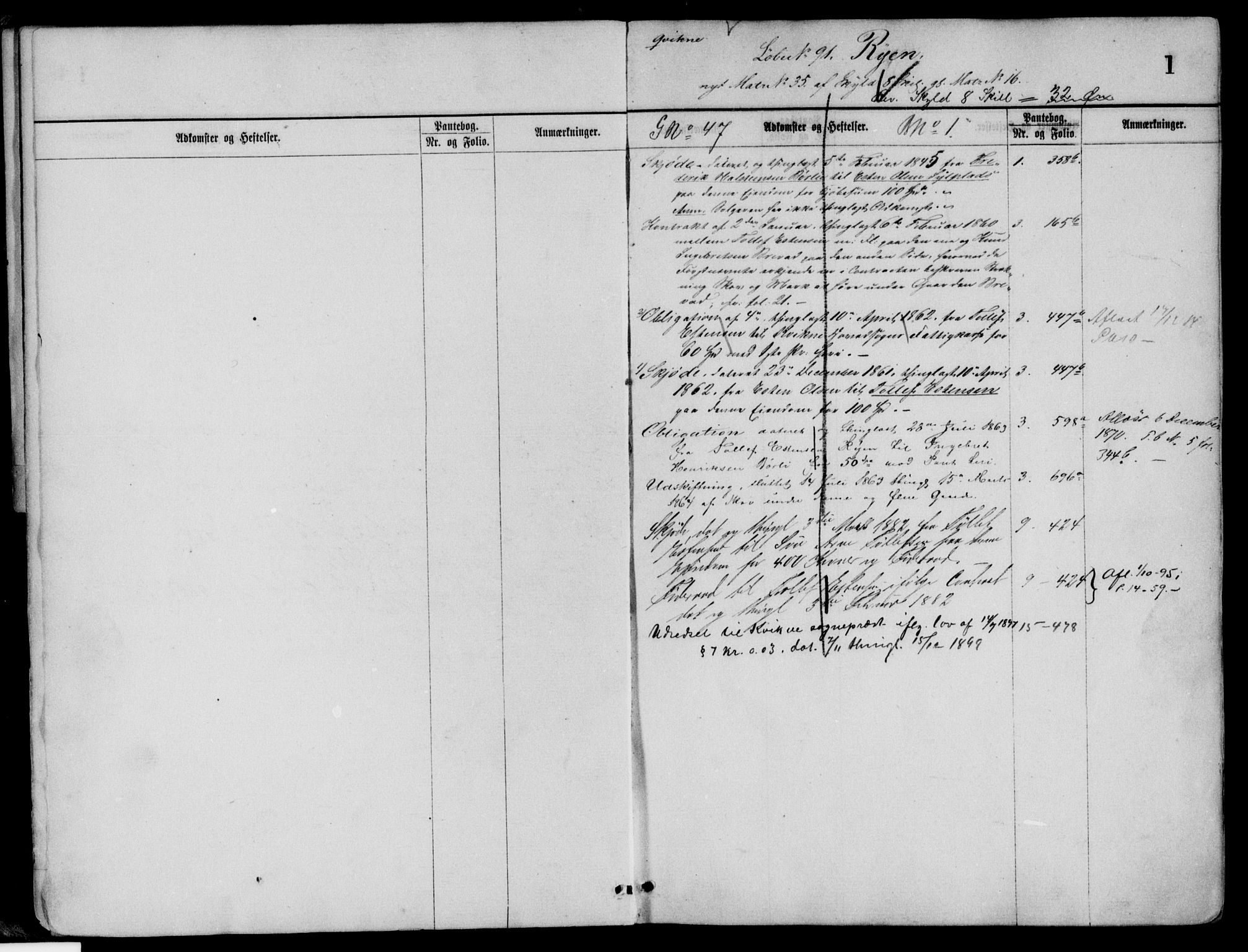 Nord-Østerdal tingrett, SAH/TING-020/H/Ha/Hai/L0055: Mortgage register no. 2, 1856-1910, p. 1