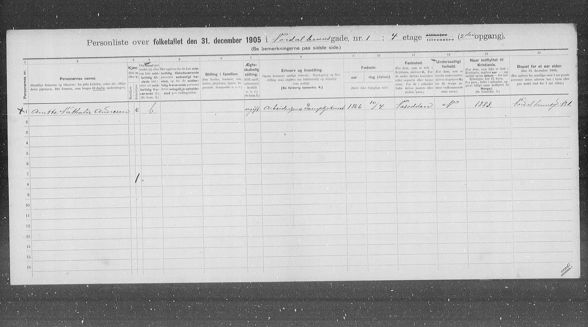 OBA, Municipal Census 1905 for Kristiania, 1905, p. 37589