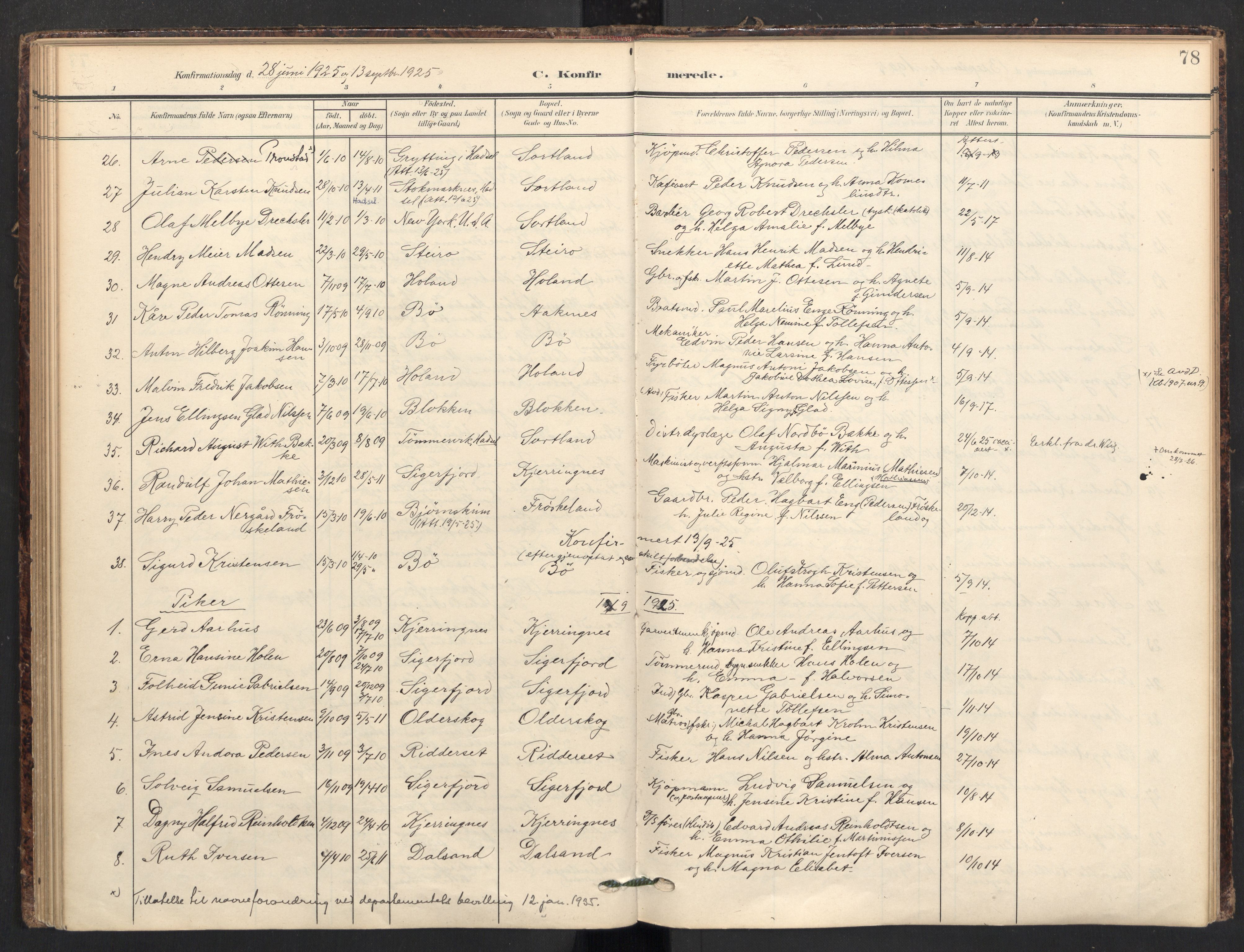 Ministerialprotokoller, klokkerbøker og fødselsregistre - Nordland, SAT/A-1459/895/L1375: Parish register (official) no. 895A10, 1907-1938, p. 78