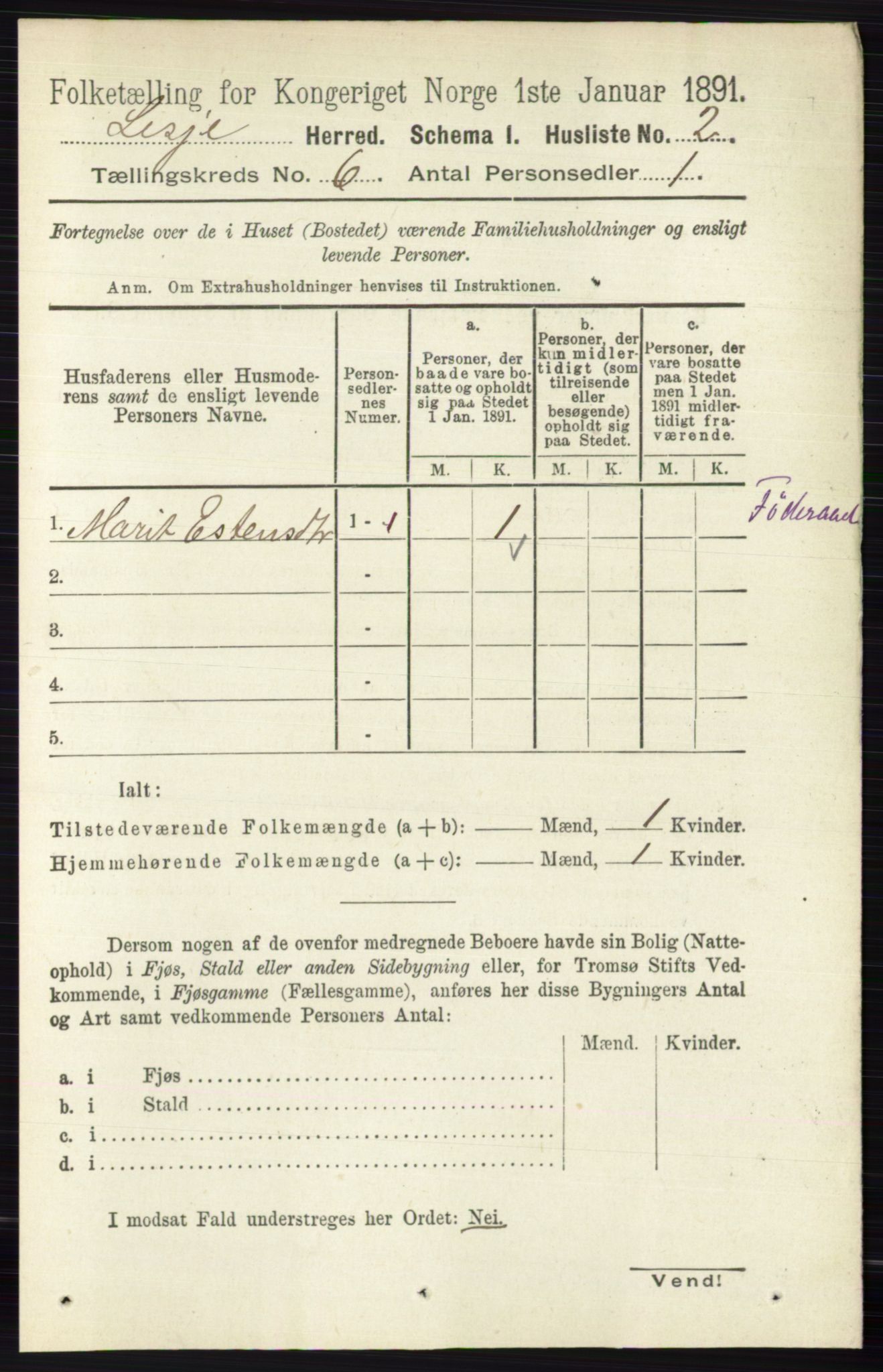 RA, 1891 census for 0512 Lesja, 1891, p. 2089