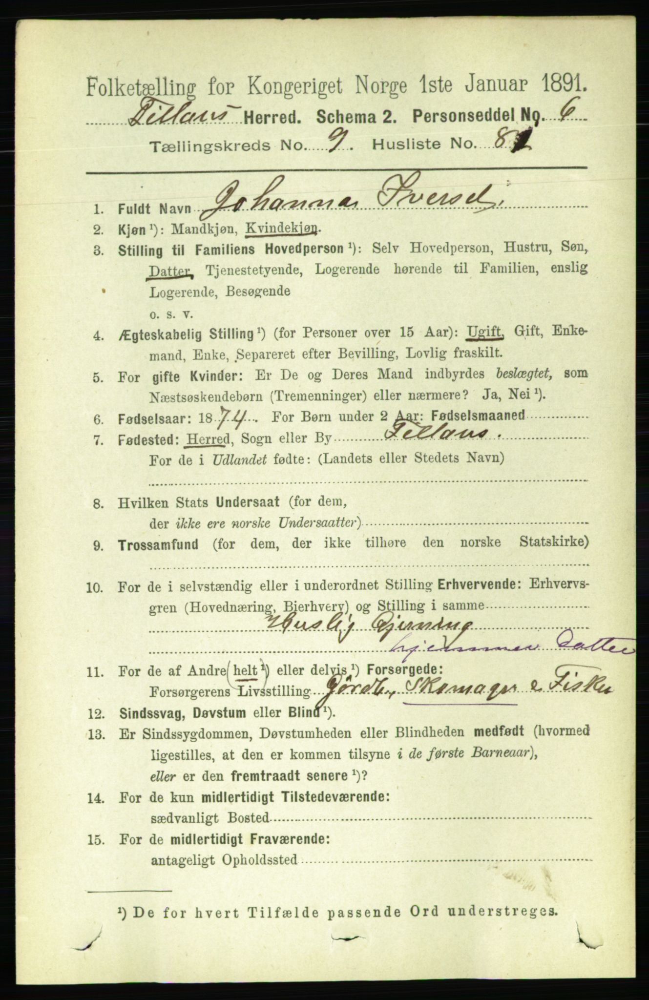 RA, 1891 census for 1616 Fillan, 1891, p. 2540