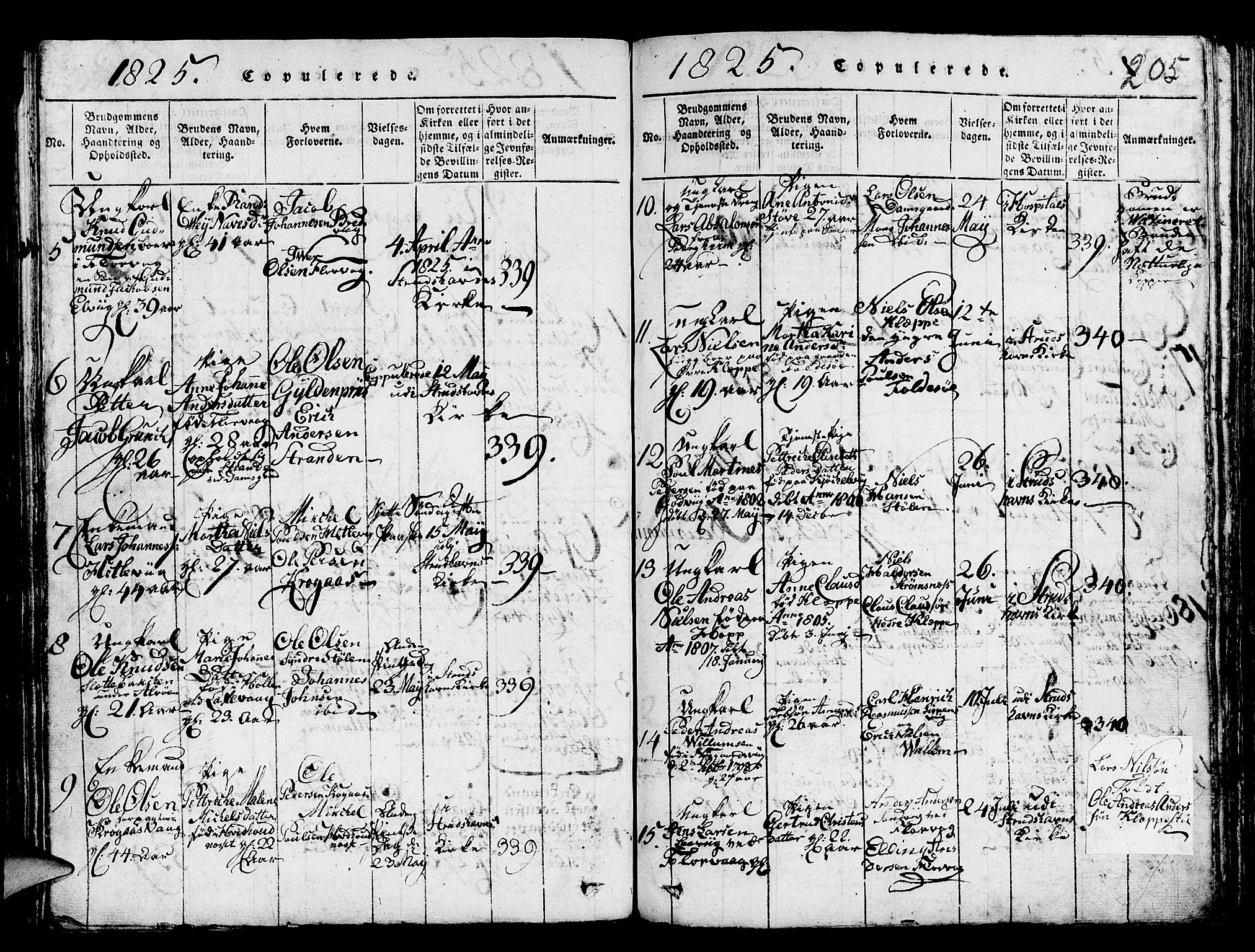 Askøy Sokneprestembete, AV/SAB-A-74101/H/Ha/Hab/Haba/L0002: Parish register (copy) no. A 2, 1815-1846, p. 205