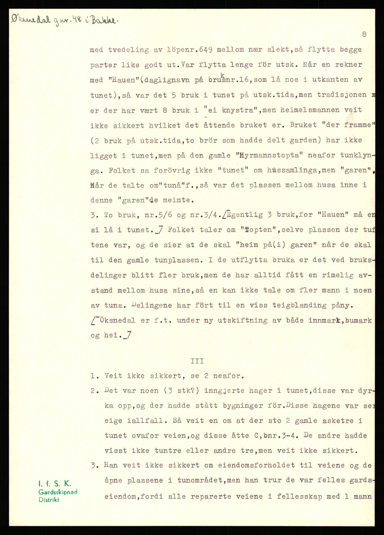 Instituttet for sammenlignende kulturforskning, AV/RA-PA-0424/H/L0169: Eske D159: Manuskripter (1.trykk) distriktsgransking, 1922-1990, p. 486