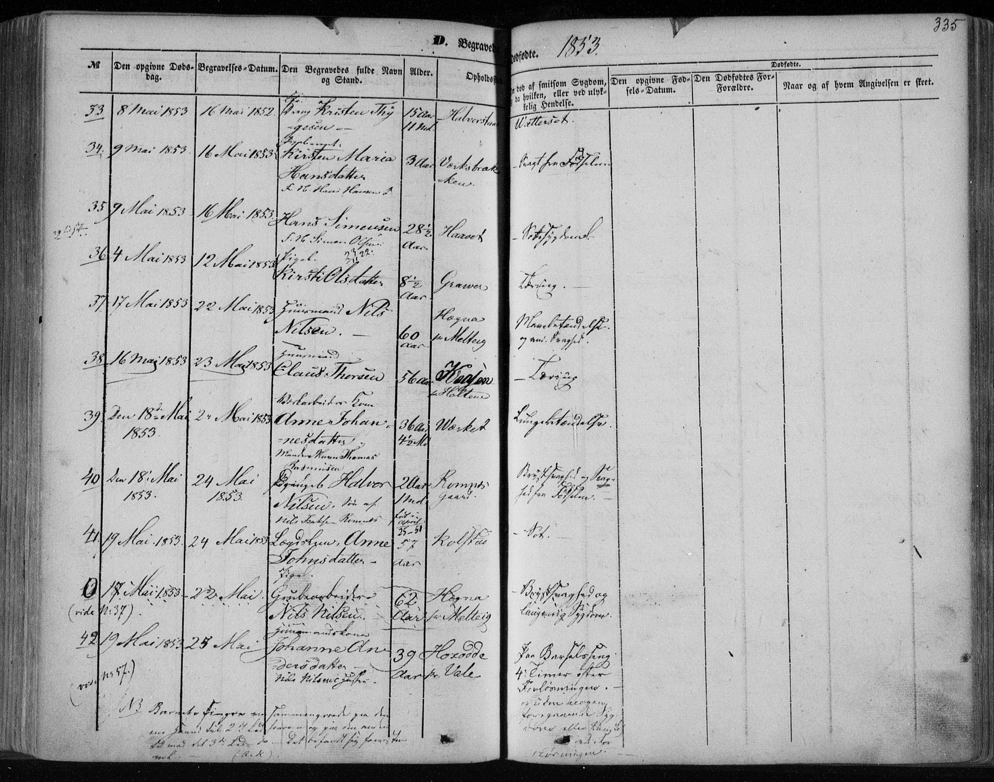 Holla kirkebøker, AV/SAKO-A-272/F/Fa/L0005: Parish register (official) no. 5, 1849-1860, p. 335