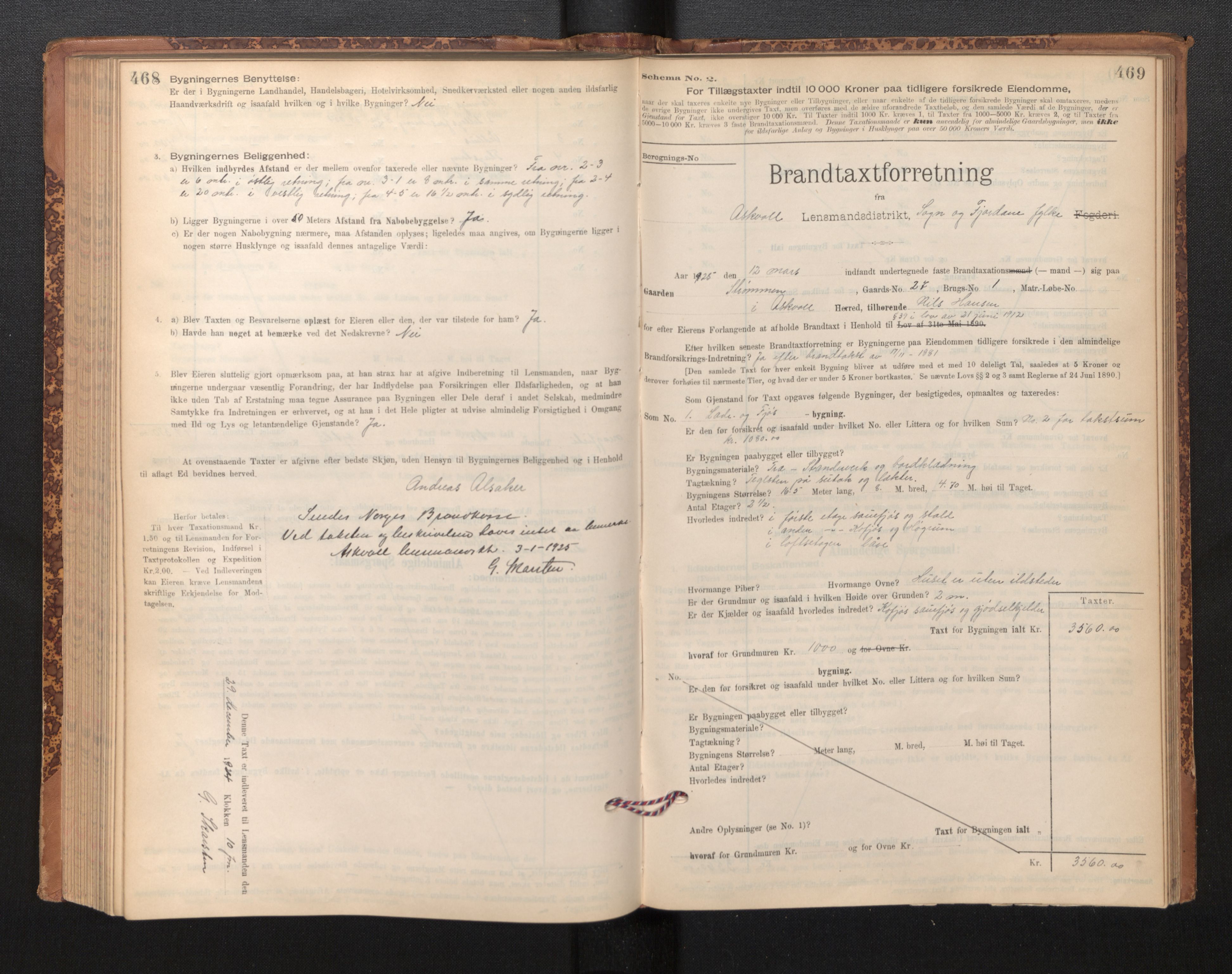 Lensmannen i Askvoll, SAB/A-26301/0012/L0004: Branntakstprotokoll, skjematakst og liste over branntakstmenn, 1895-1932, p. 468-469