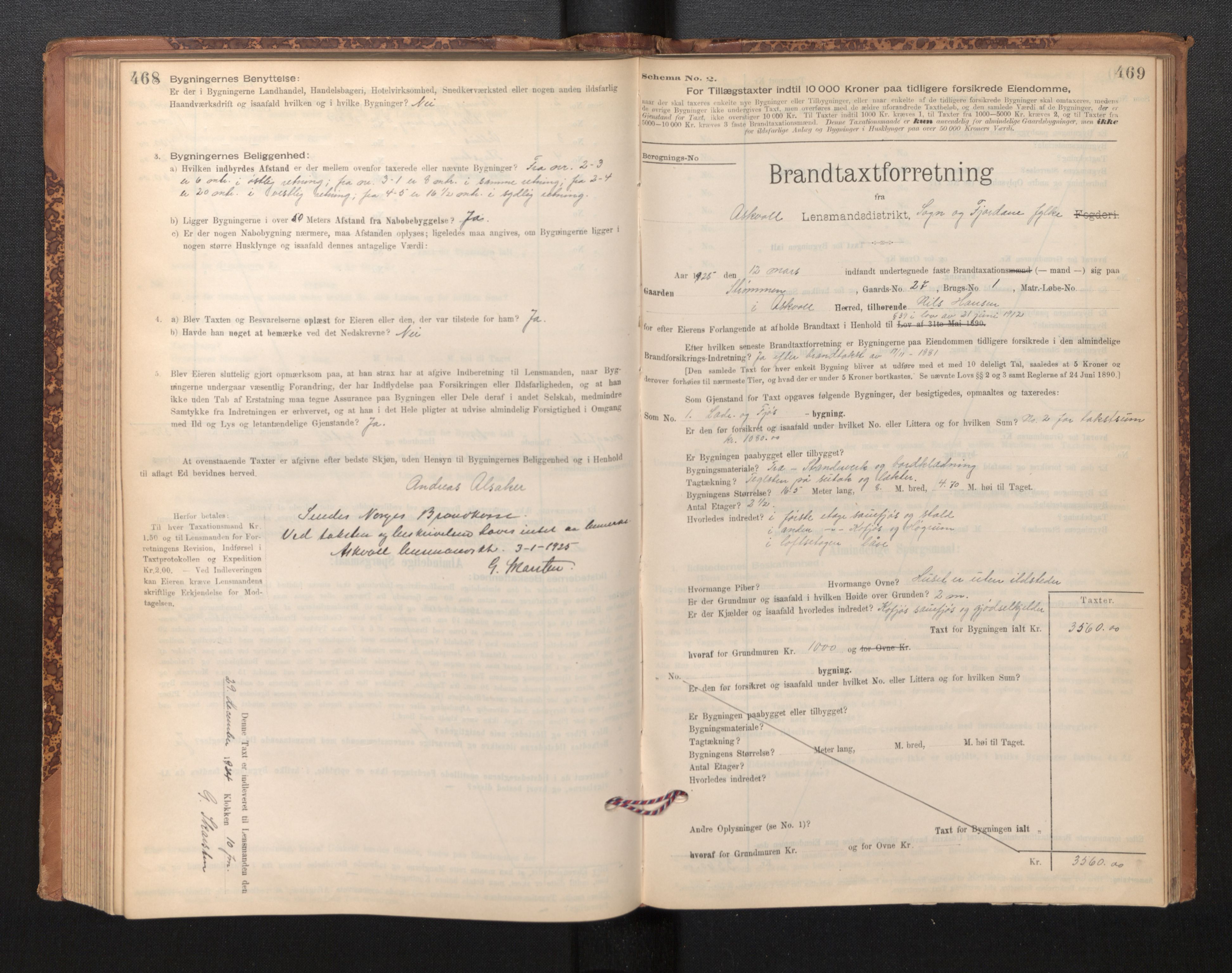 Lensmannen i Askvoll, AV/SAB-A-26301/0012/L0004: Branntakstprotokoll, skjematakst og liste over branntakstmenn, 1895-1932, p. 468-469