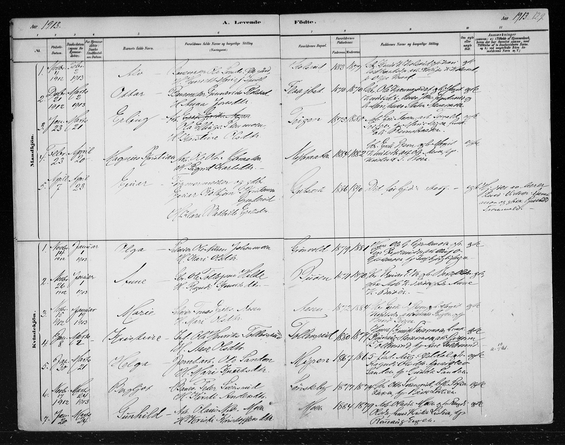 Nes kirkebøker, AV/SAKO-A-236/F/Fa/L0012: Parish register (official) no. 12, 1881-1917, p. 129