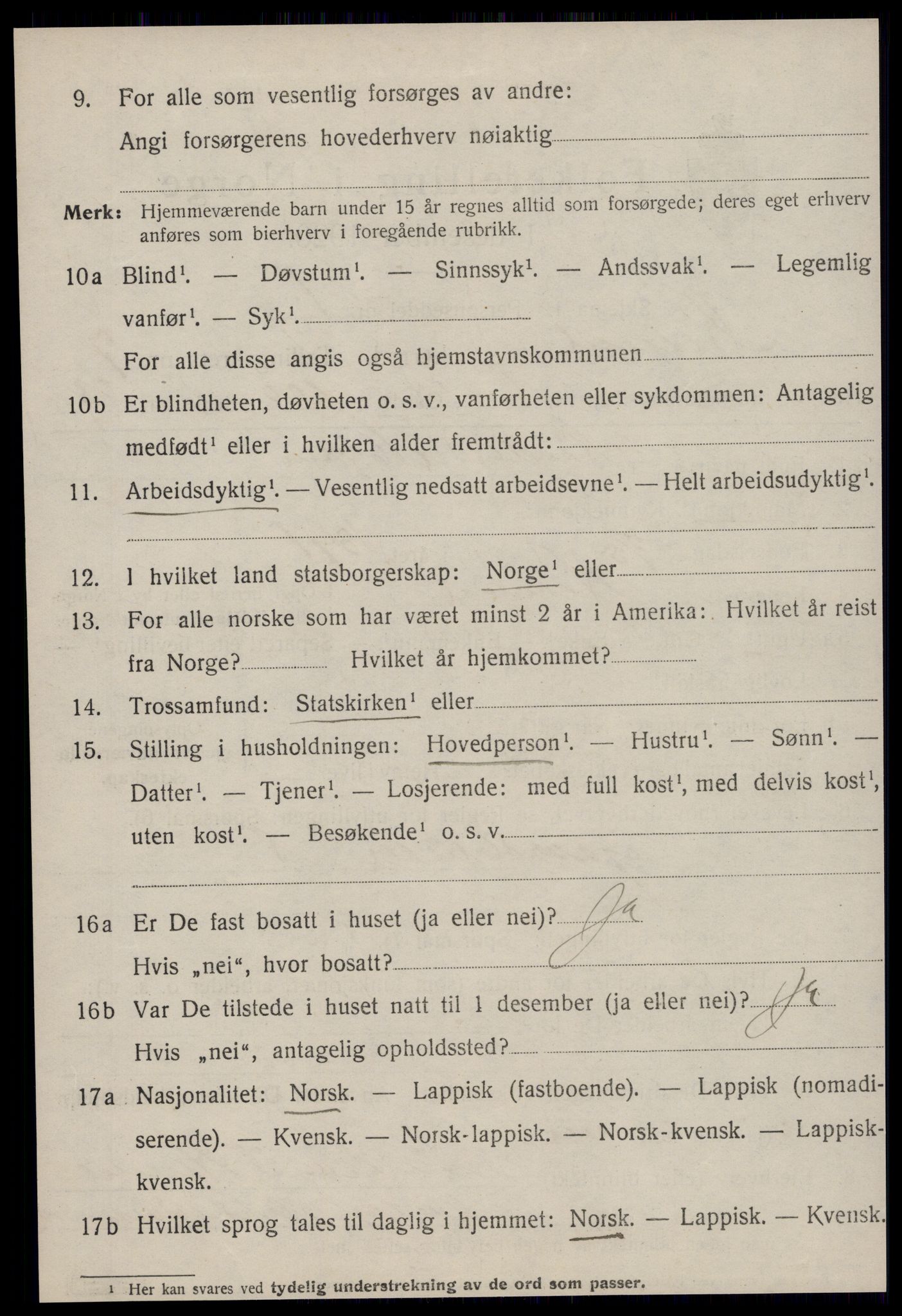 SAT, 1920 census for Hemne, 1920, p. 3995