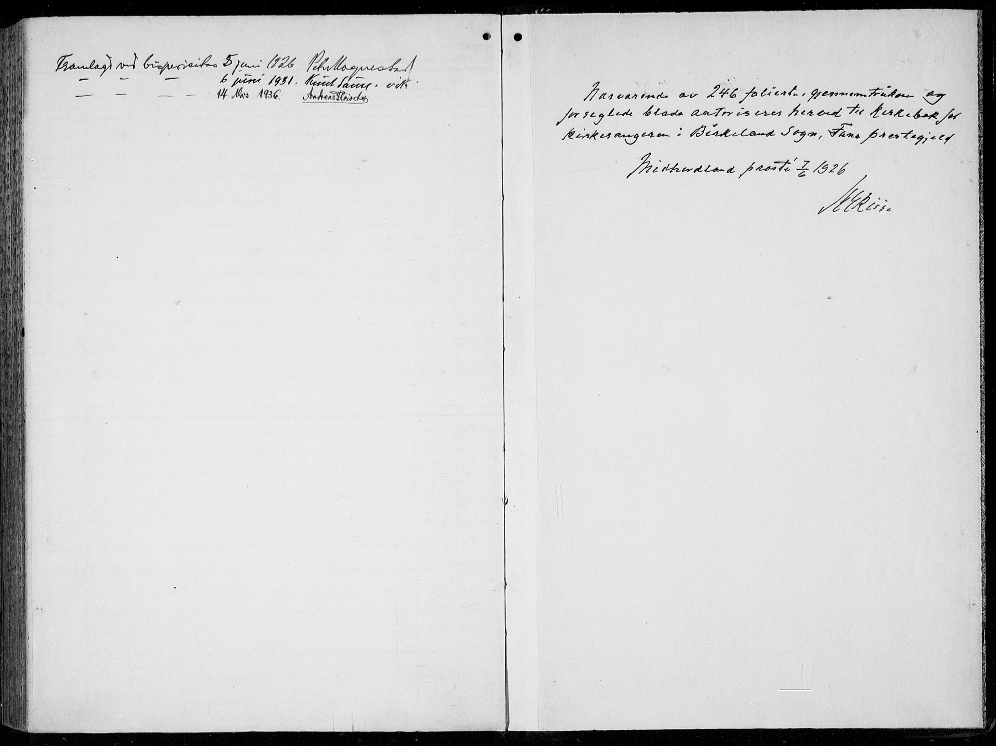 Birkeland Sokneprestembete, SAB/A-74601/H/Hab: Parish register (copy) no. A  8, 1923-1933