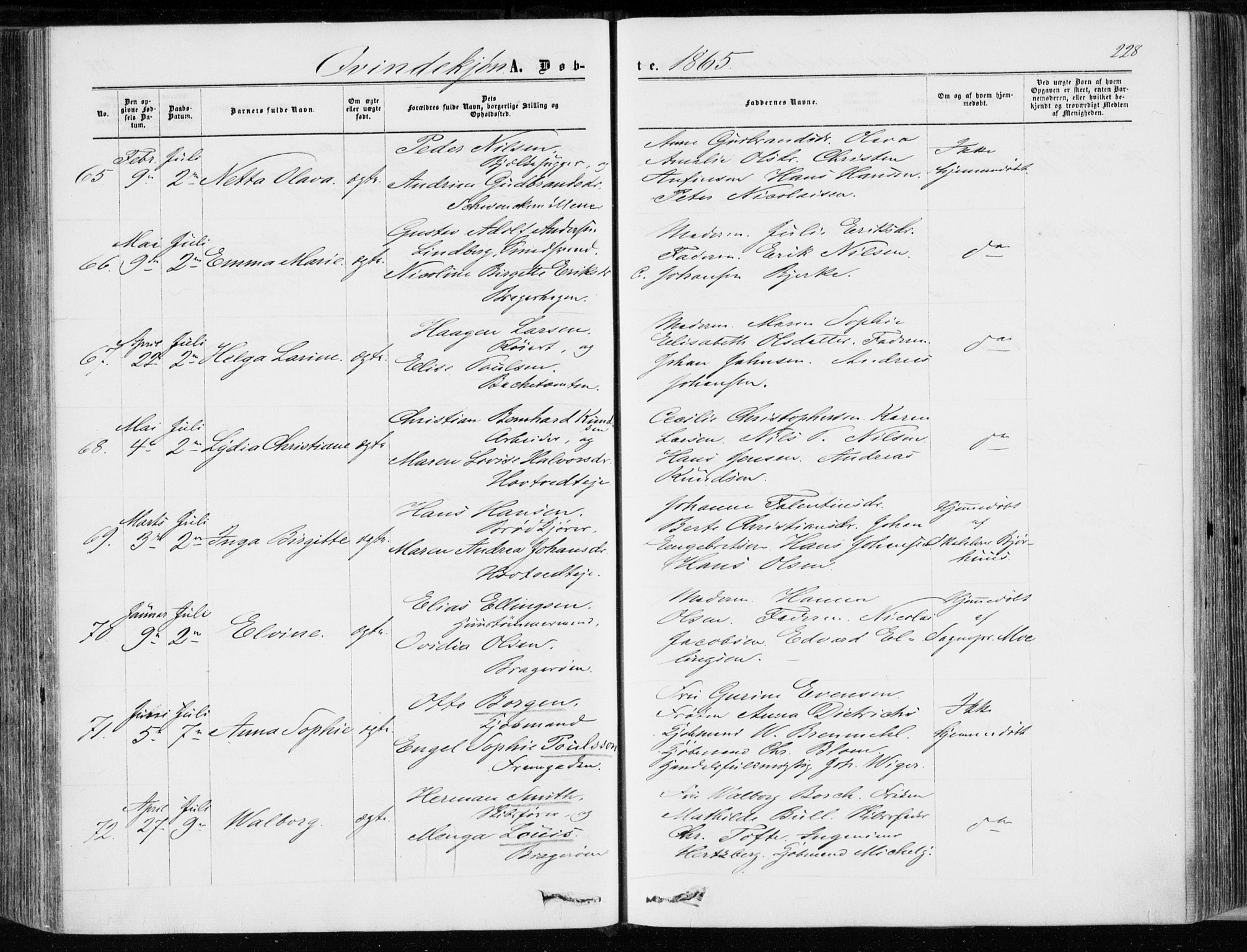 Bragernes kirkebøker, AV/SAKO-A-6/F/Fb/L0003: Parish register (official) no. II 3, 1860-1868, p. 228