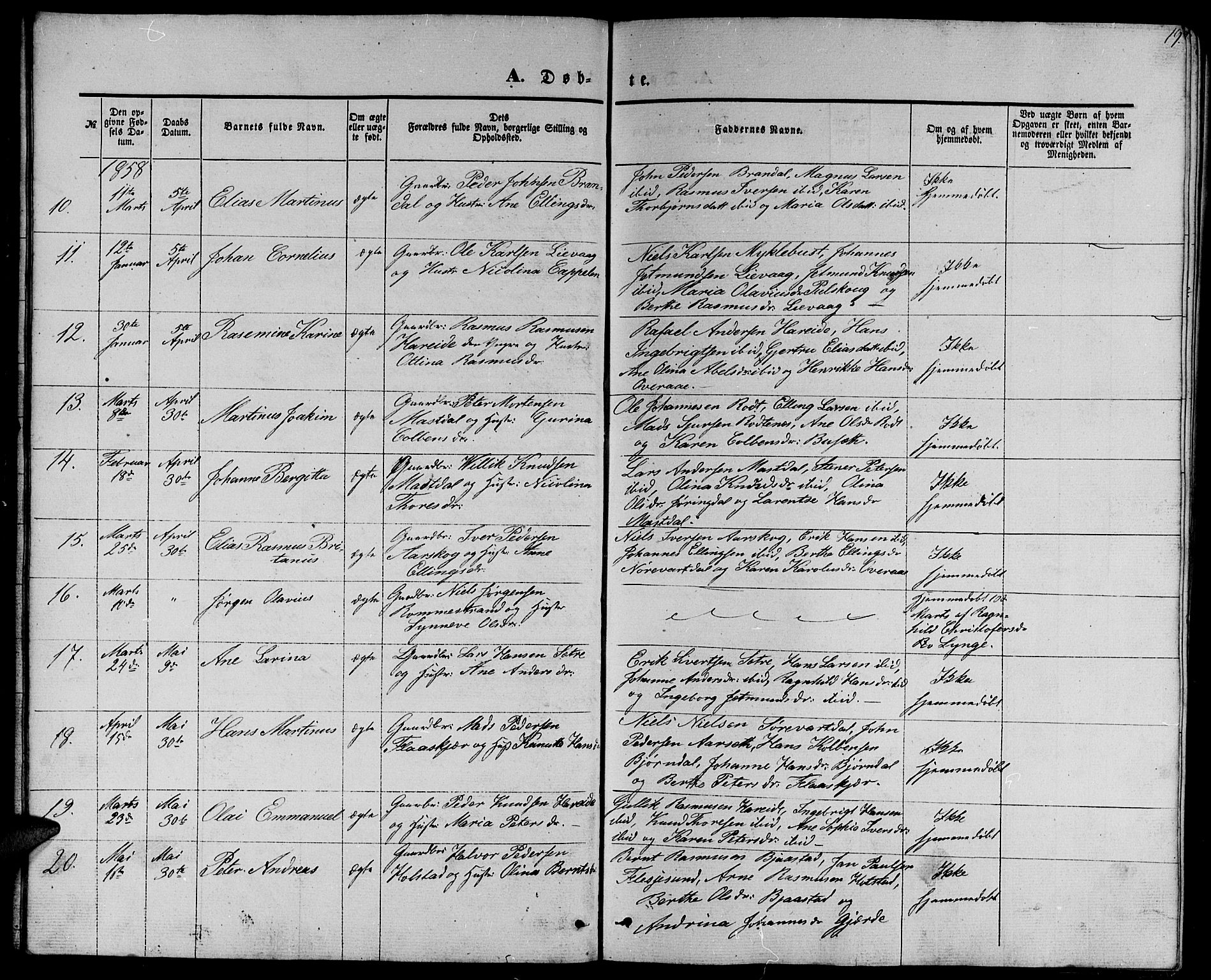 Ministerialprotokoller, klokkerbøker og fødselsregistre - Møre og Romsdal, SAT/A-1454/510/L0124: Parish register (copy) no. 510C01, 1854-1877, p. 19