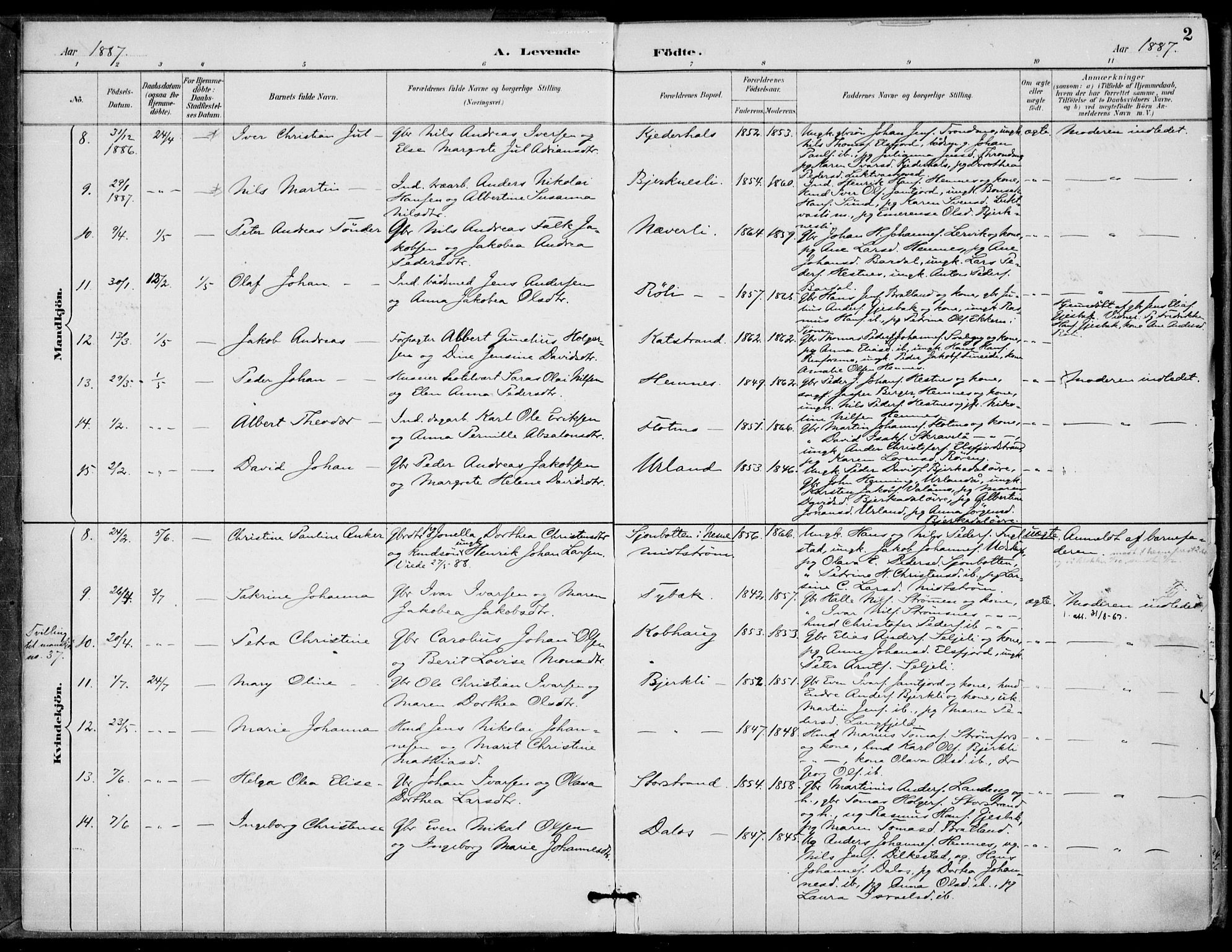 Ministerialprotokoller, klokkerbøker og fødselsregistre - Nordland, AV/SAT-A-1459/825/L0362: Parish register (official) no. 825A16, 1886-1908, p. 2