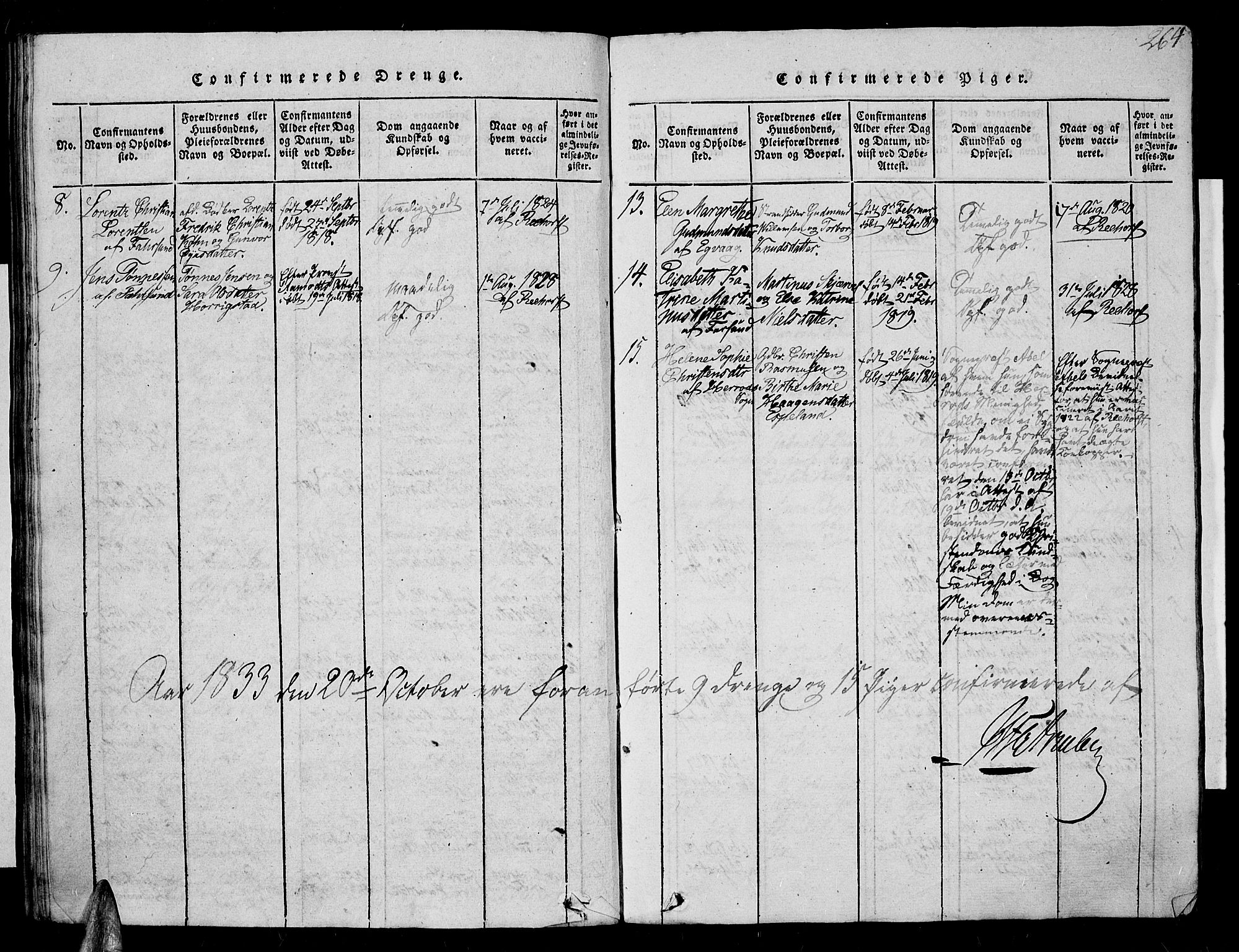 Farsund sokneprestkontor, SAK/1111-0009/F/Fa/L0002: Parish register (official) no. A 2, 1815-1836, p. 264