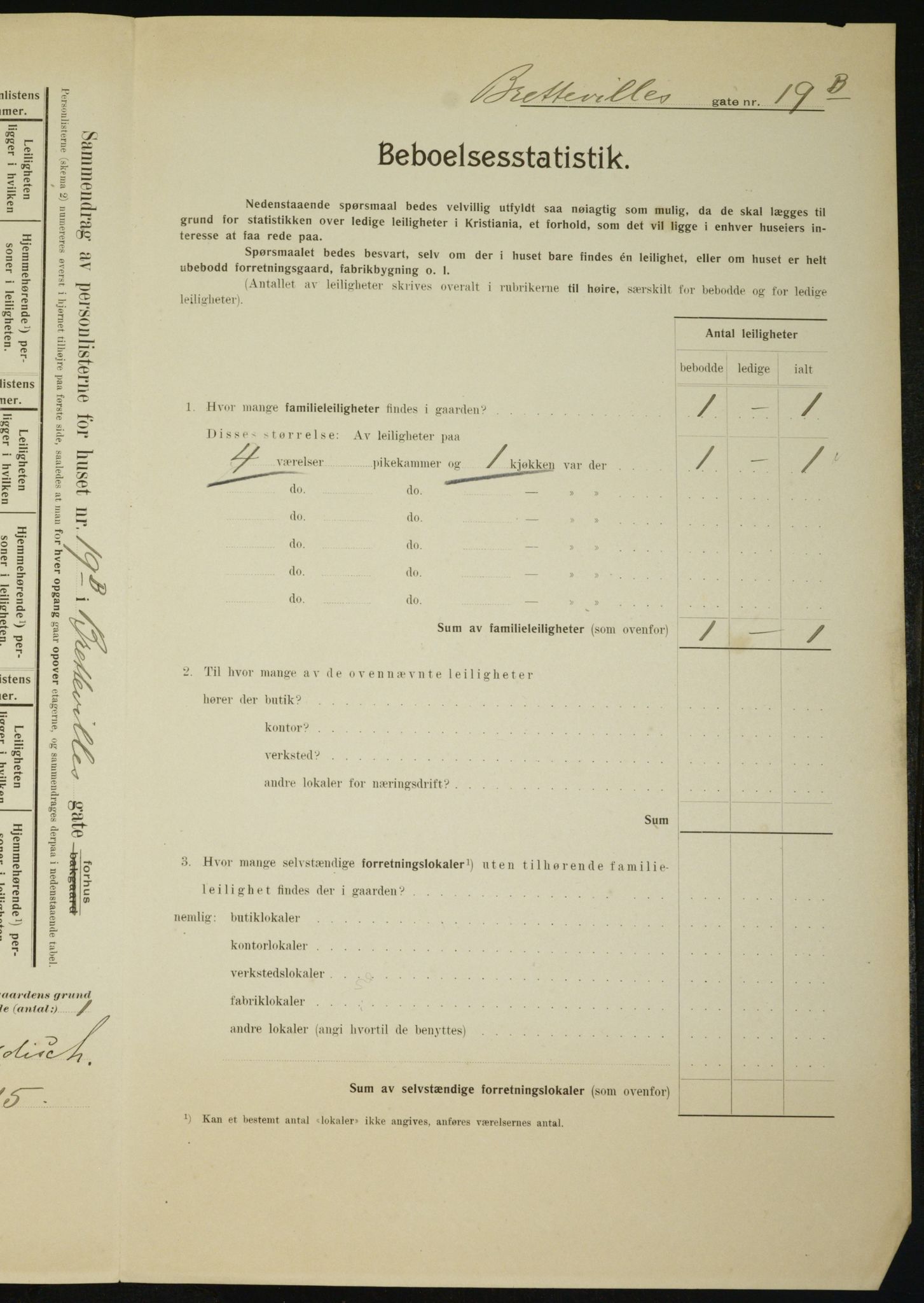 OBA, Municipal Census 1910 for Kristiania, 1910, p. 8448