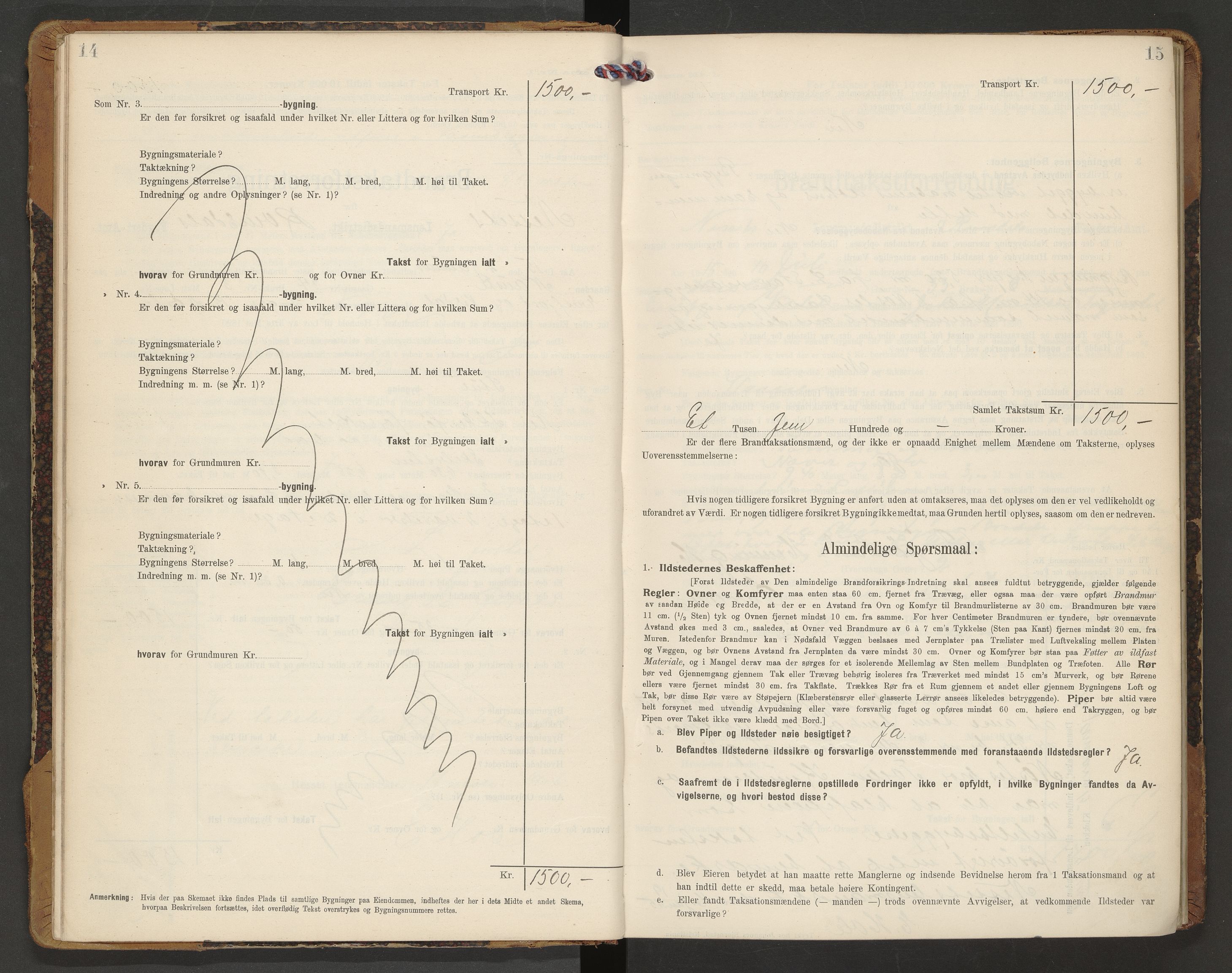 Norges Brannkasse Nesset, AV/SAT-A-5501/F/Fb/L0002: Branntakstprotokoll, 1910-1919, p. 14-15