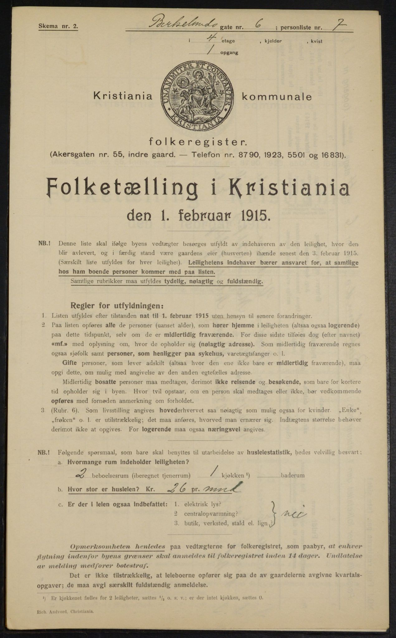 OBA, Municipal Census 1915 for Kristiania, 1915, p. 5209